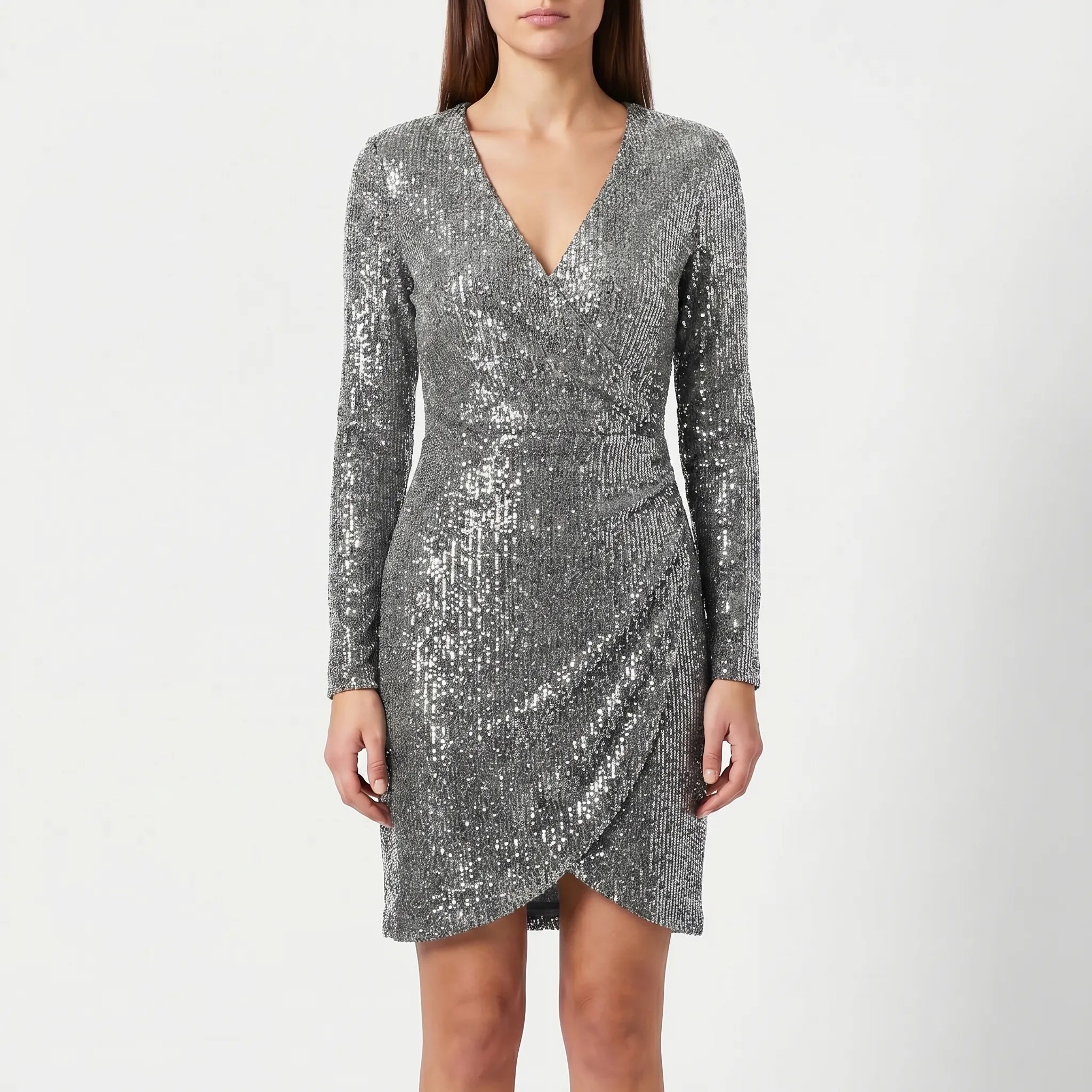 Sparkle V-Neck Wrap Dress
