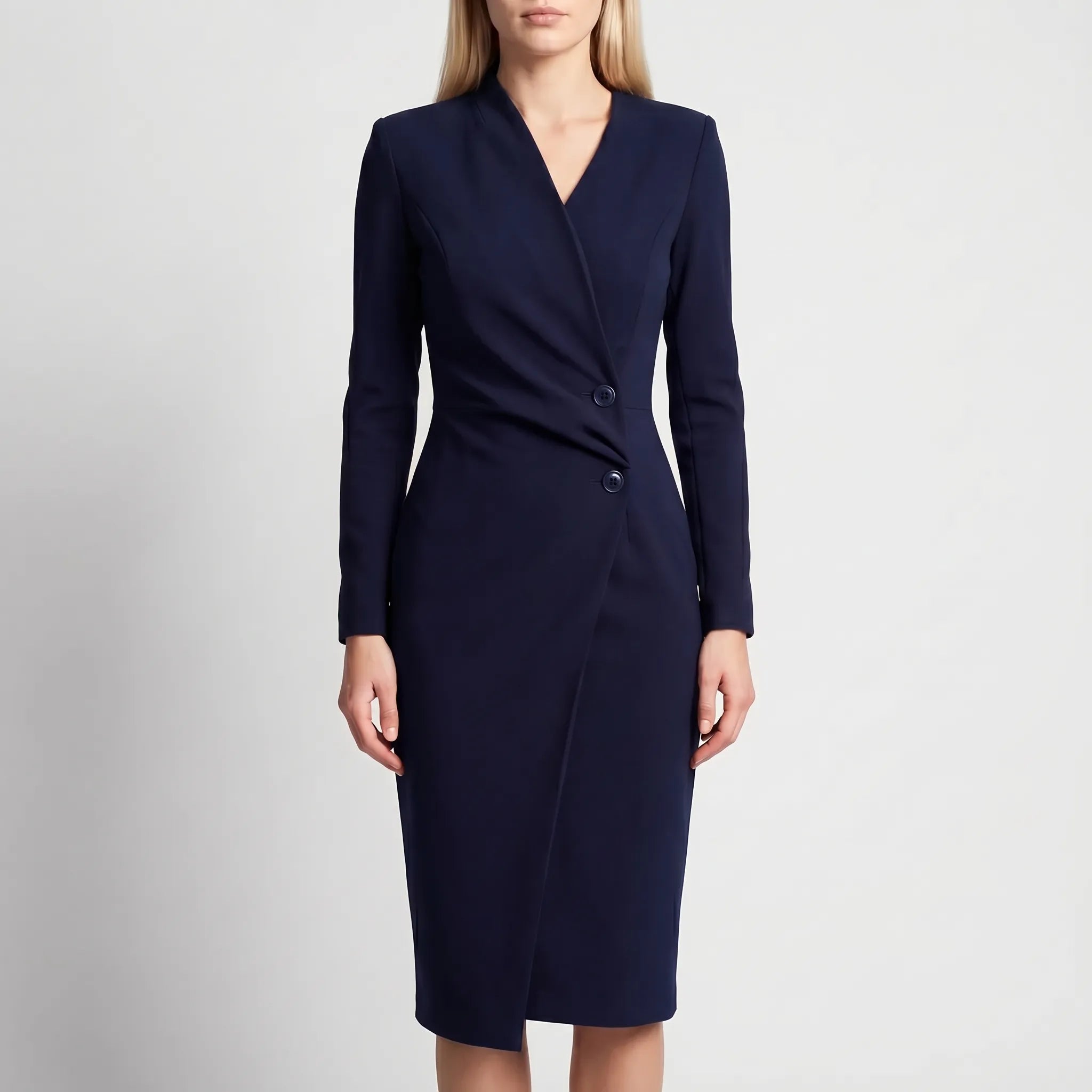 Long Sleeve Wrap Midi Dress