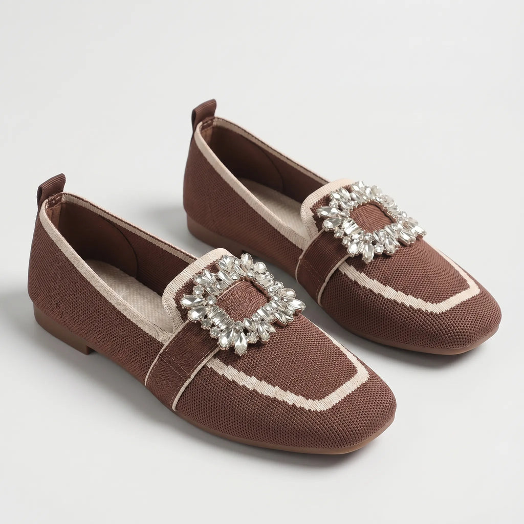 Square Toe Buckle Loafers