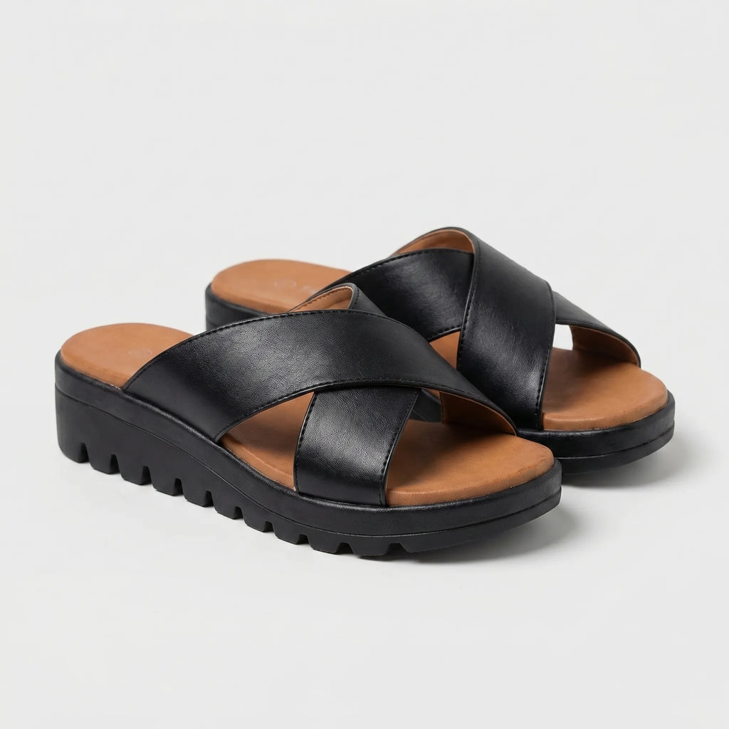 Crossover Platform Sandals