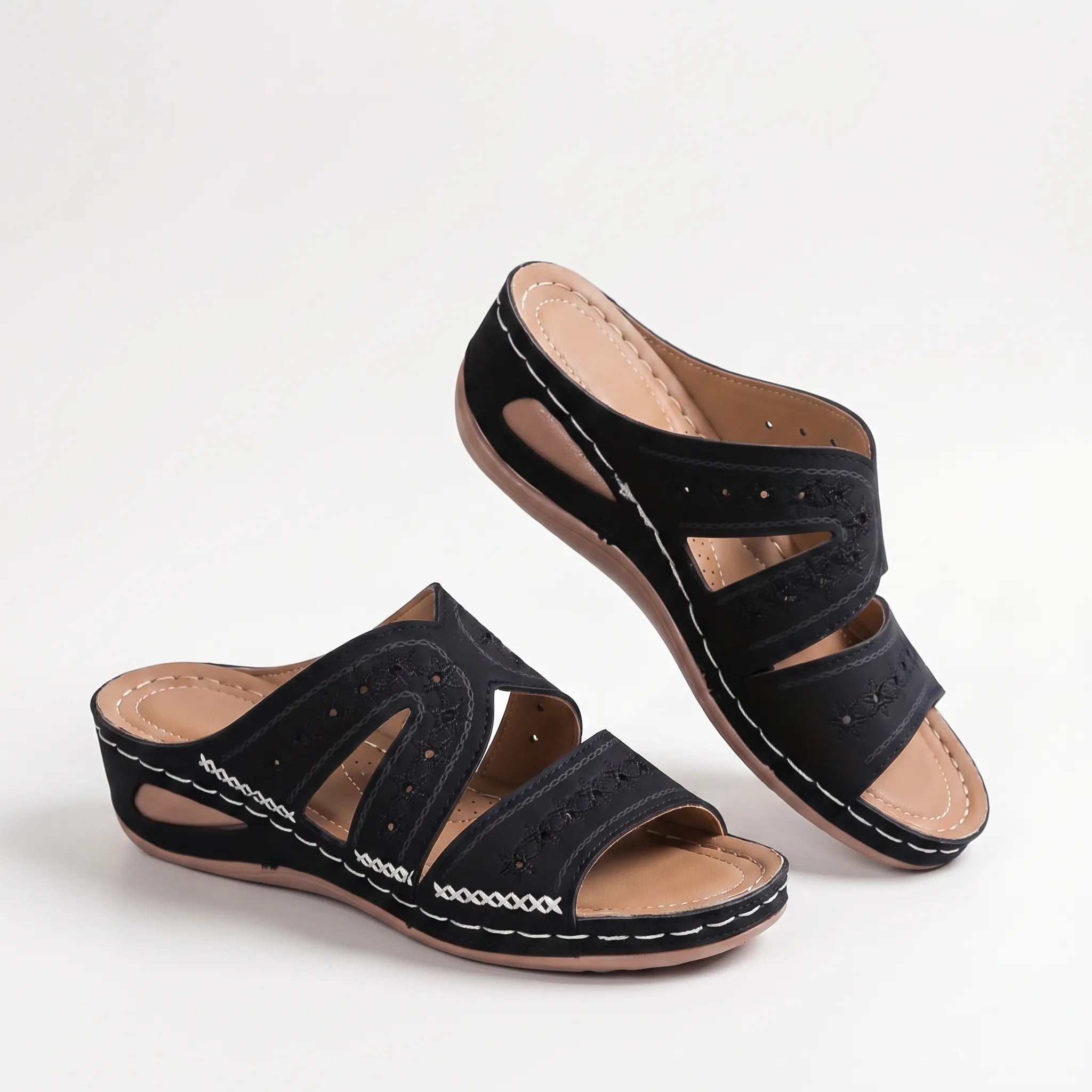 Cutout Wedge Sandals