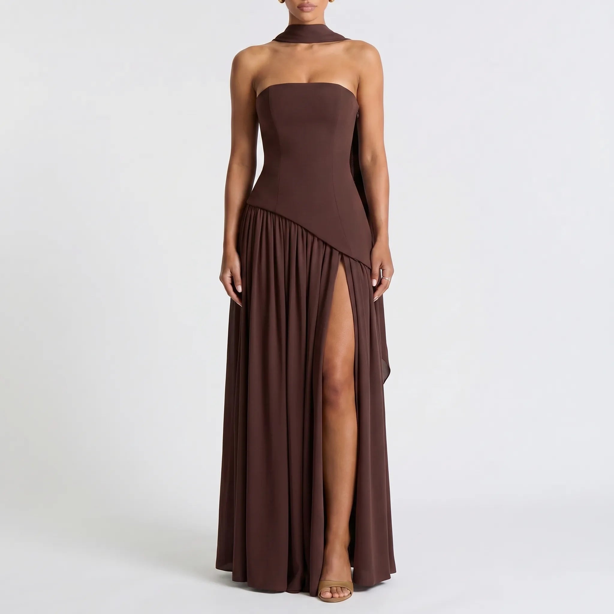 Strapless High-Low Maxi Dress