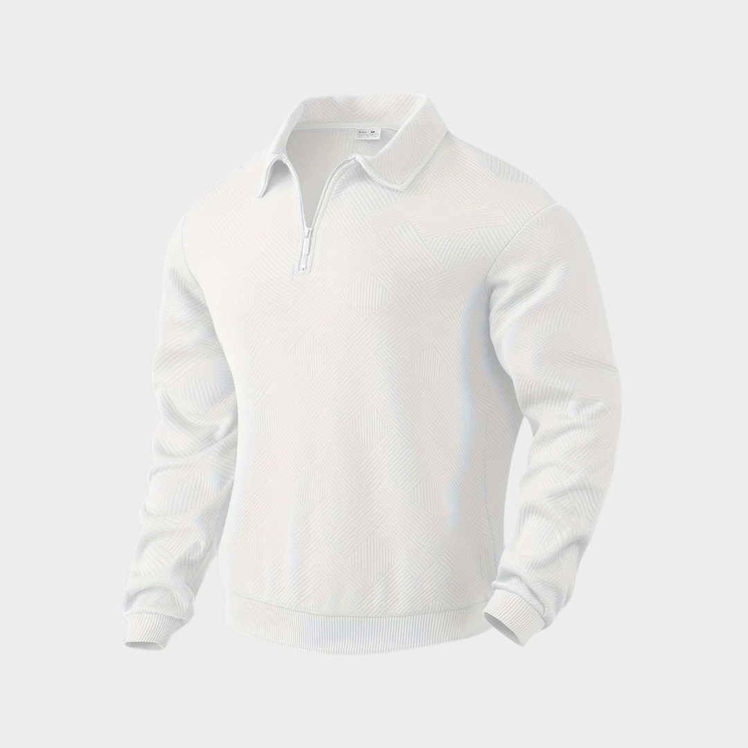 Men's Textured Half-Zip Sweatshirt - White