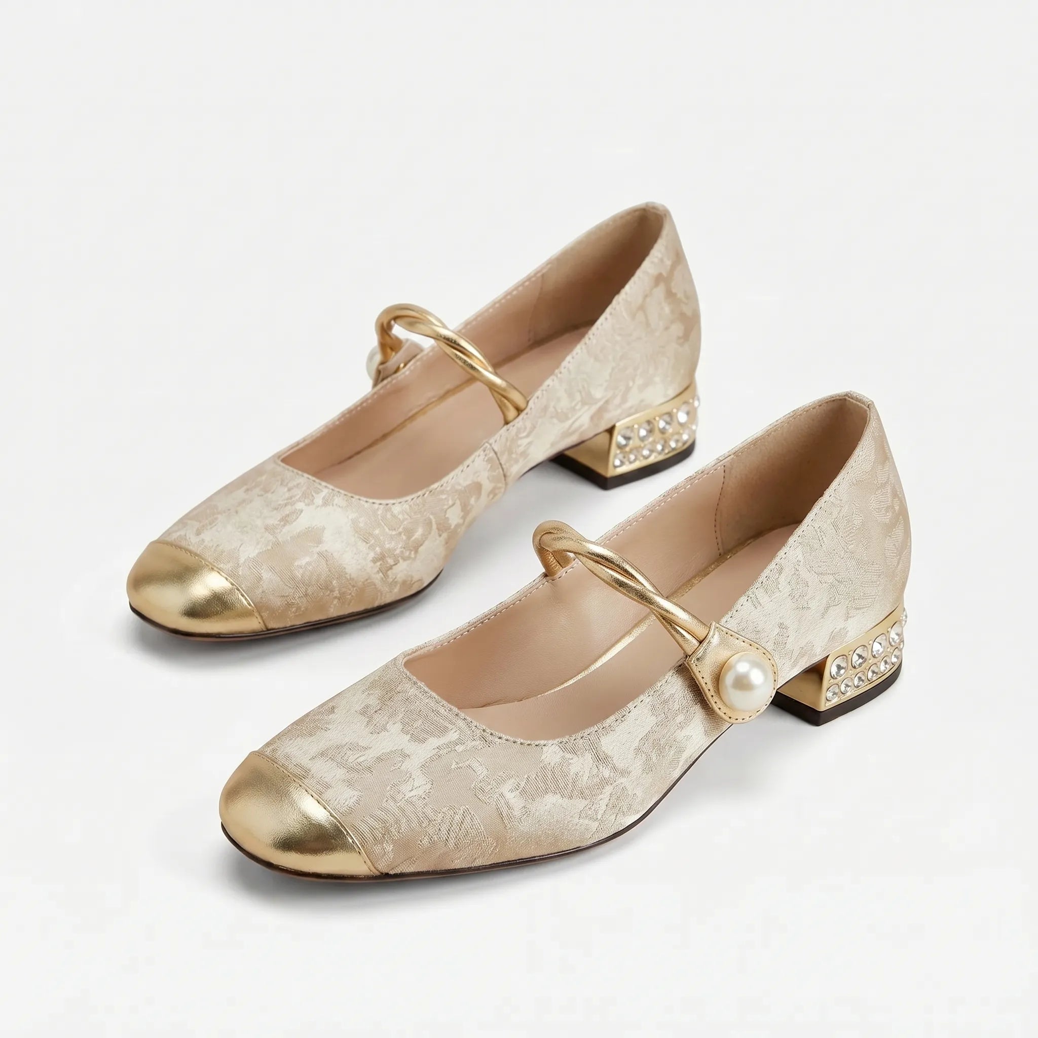 Pearl Strap Block Heels
