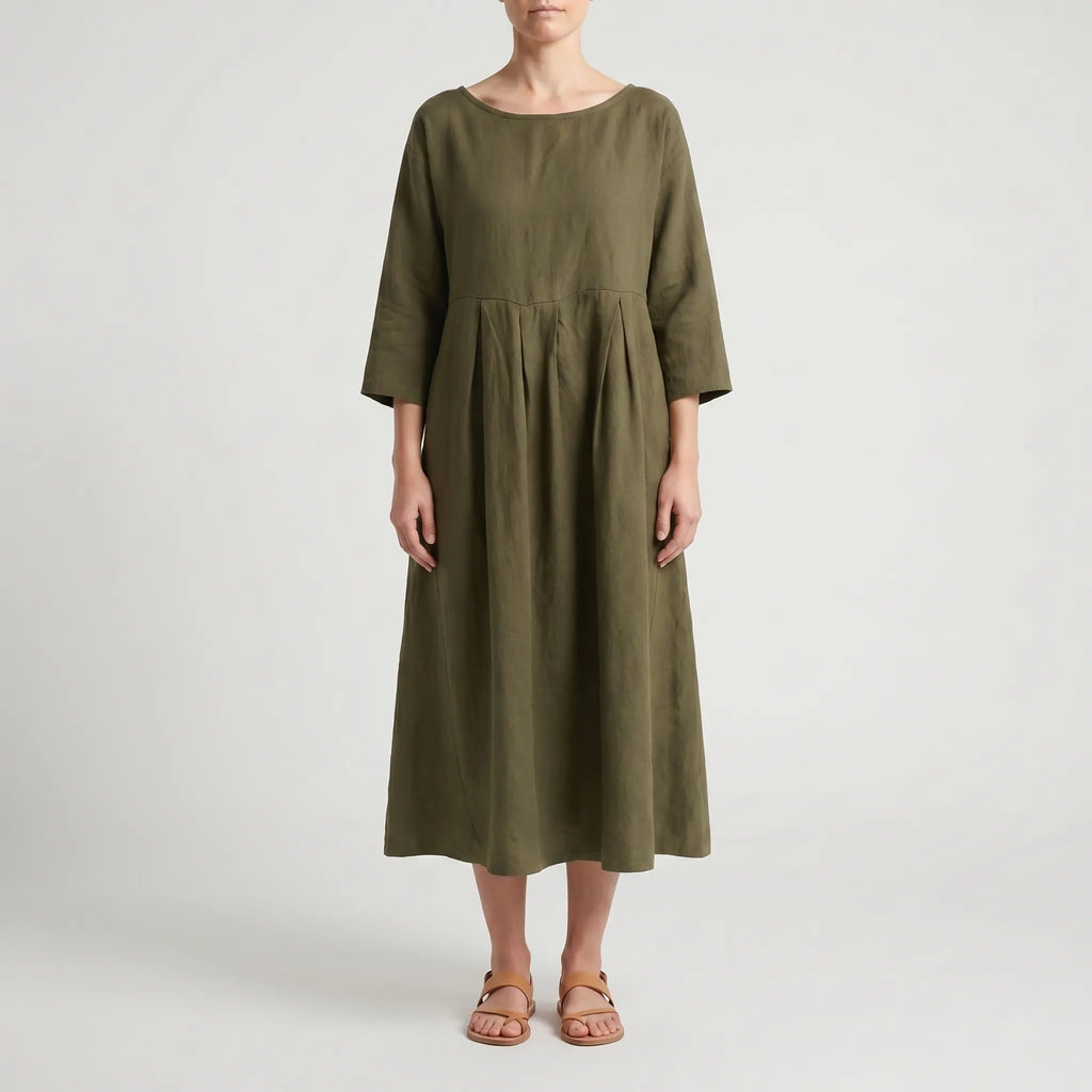 Women's Loose Fit Midi Dress - Swing Dress with Pockets