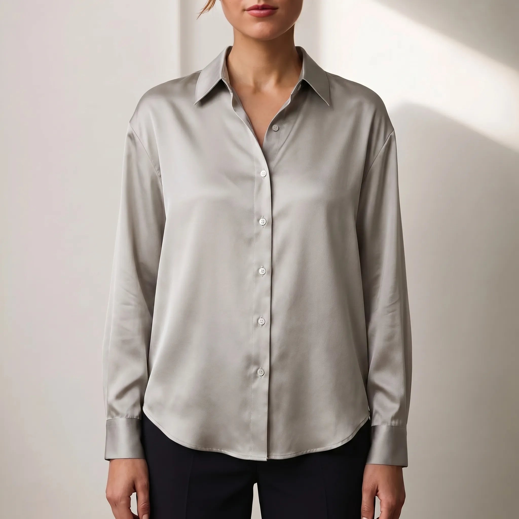 Satin Button Down Blouse