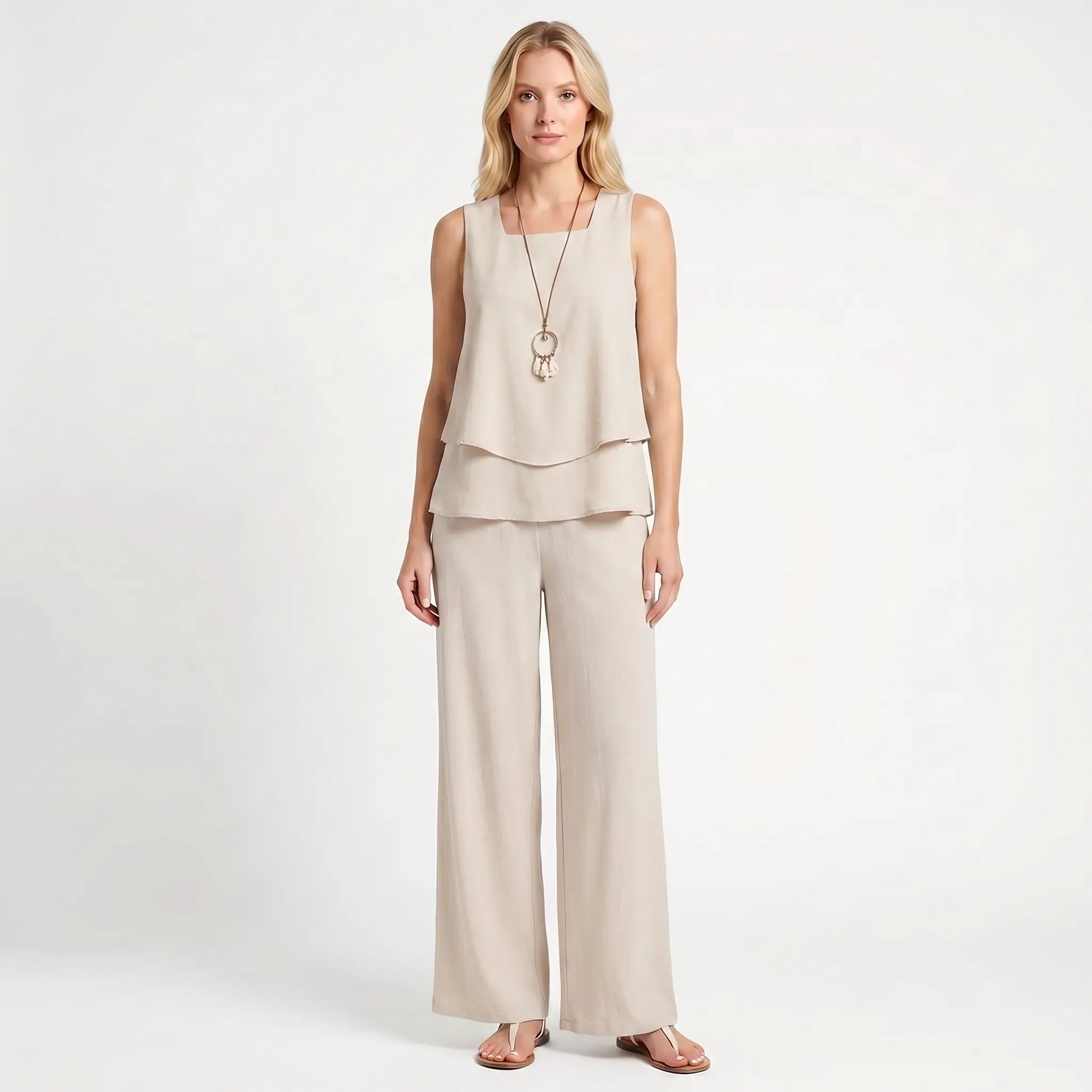 Women's Top and Wide Leg Pants Set