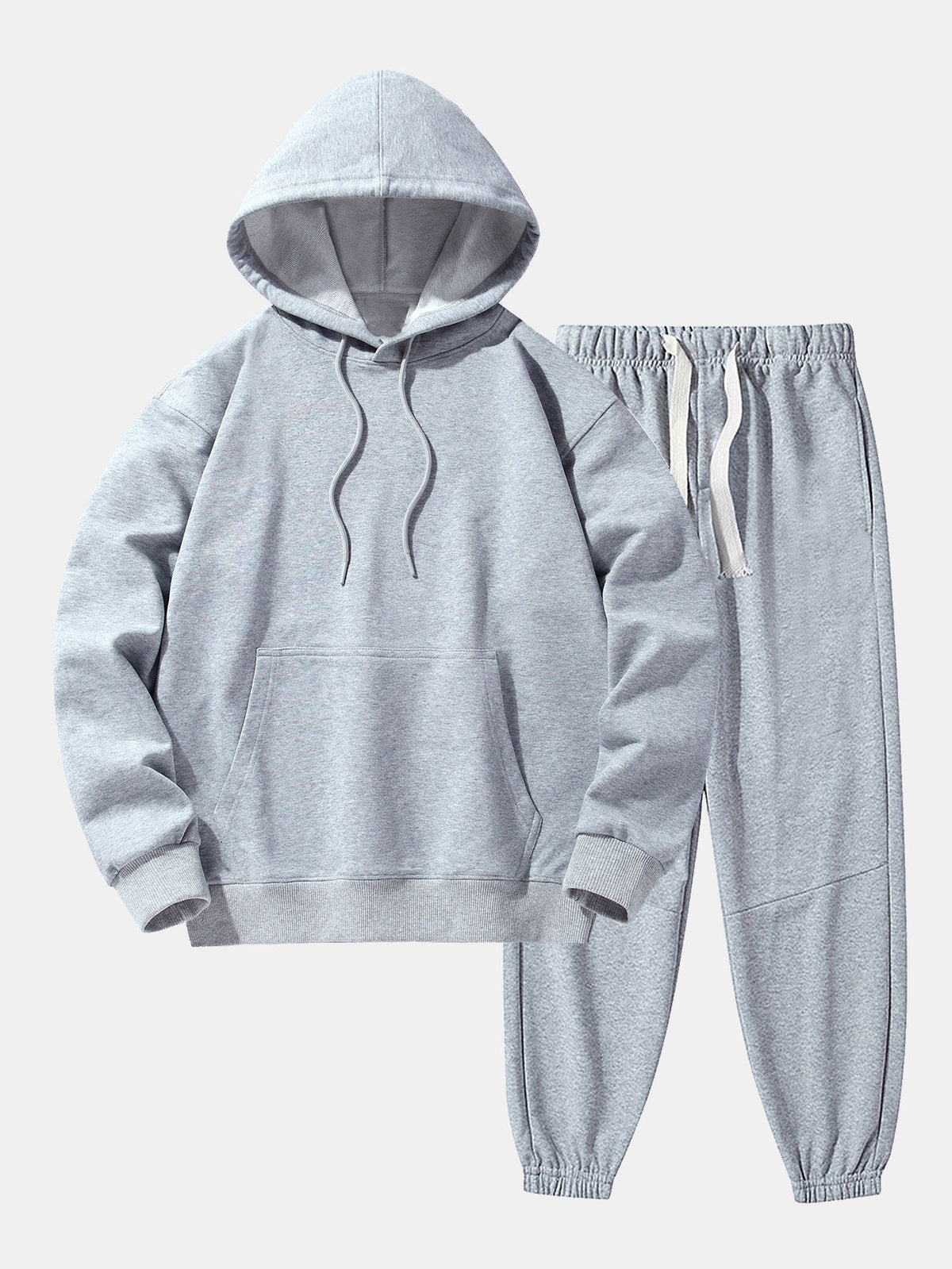 Men's Heavyweight Drop-Shoulder Hoodie and Jogger Set - Light Gray
