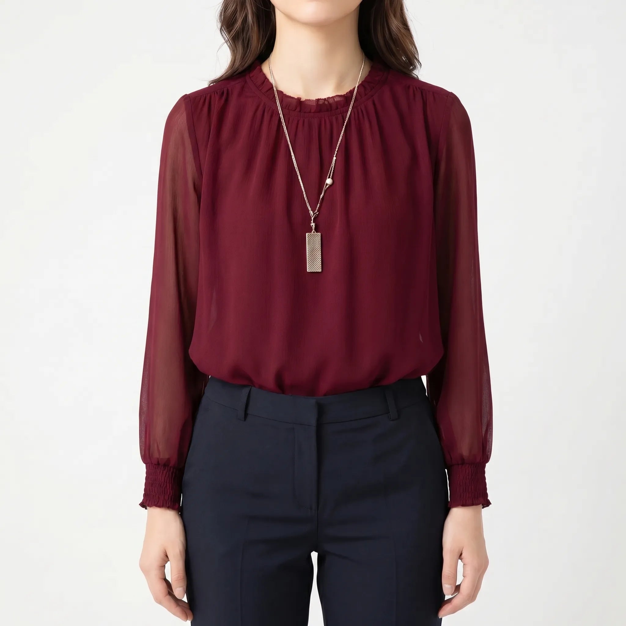 Satin Ruffle Blouse
