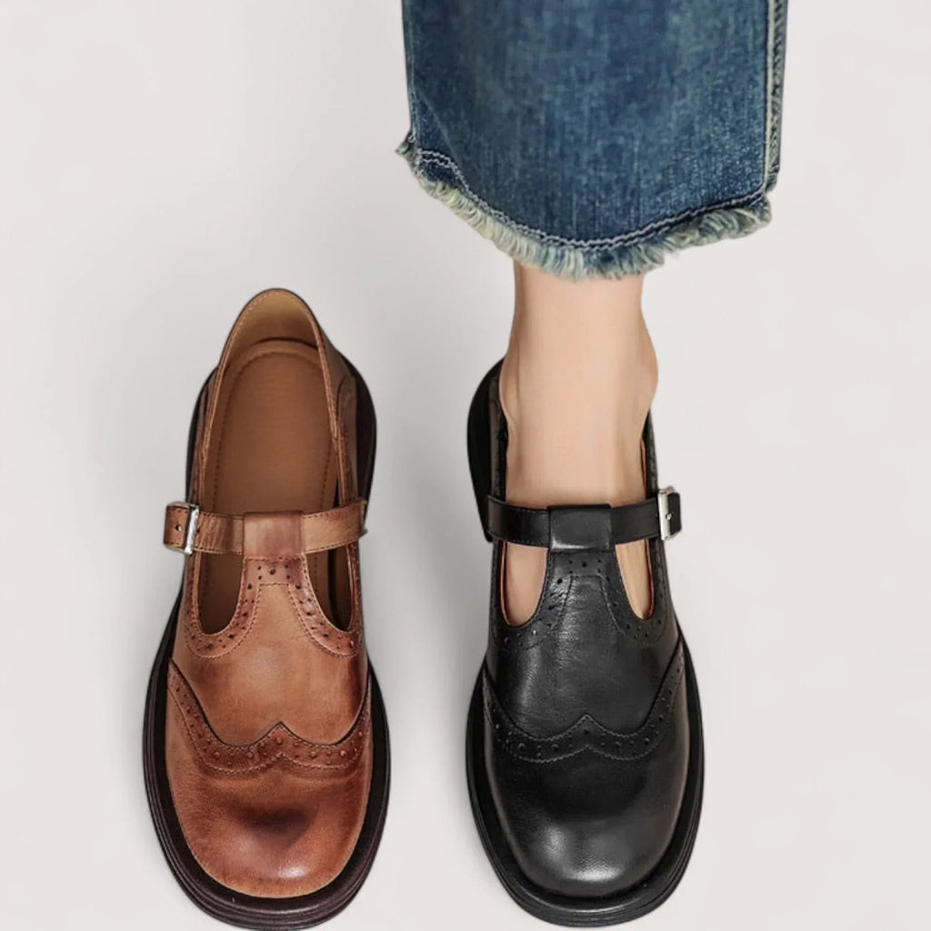 Women's Brogue T-Bar Flats