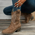 Women's Camel Wide Calf Western Cowboy Boots
