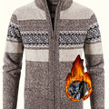 Women's Plush-Lined Full-Zip Stand Collar Cardigan - Coffee