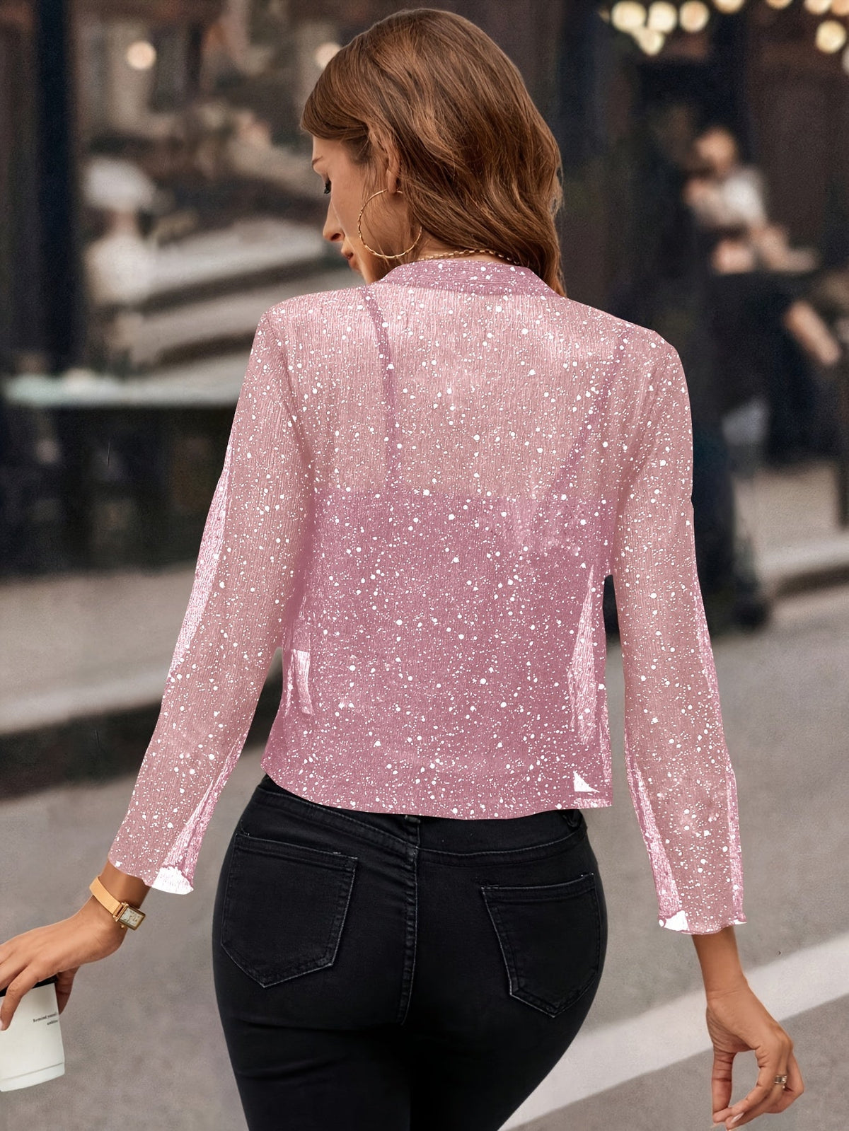 Women's Shimmer Cropped Open-Front Jacket