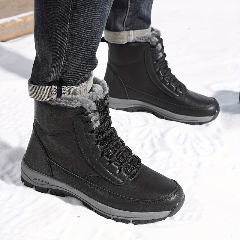 Men's Plush Lined Lace-Up Winter Boots