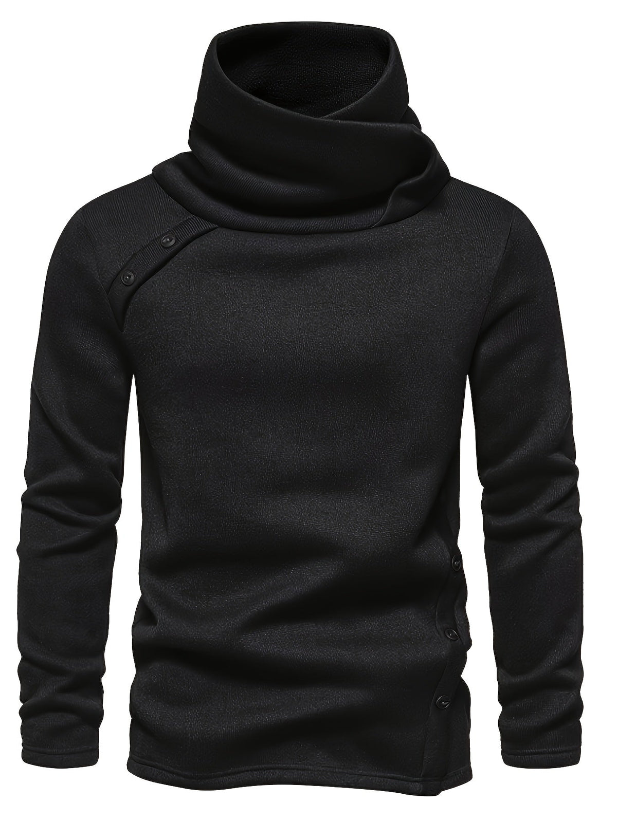 Women's Slouchy Collar Sweater with Button Accents