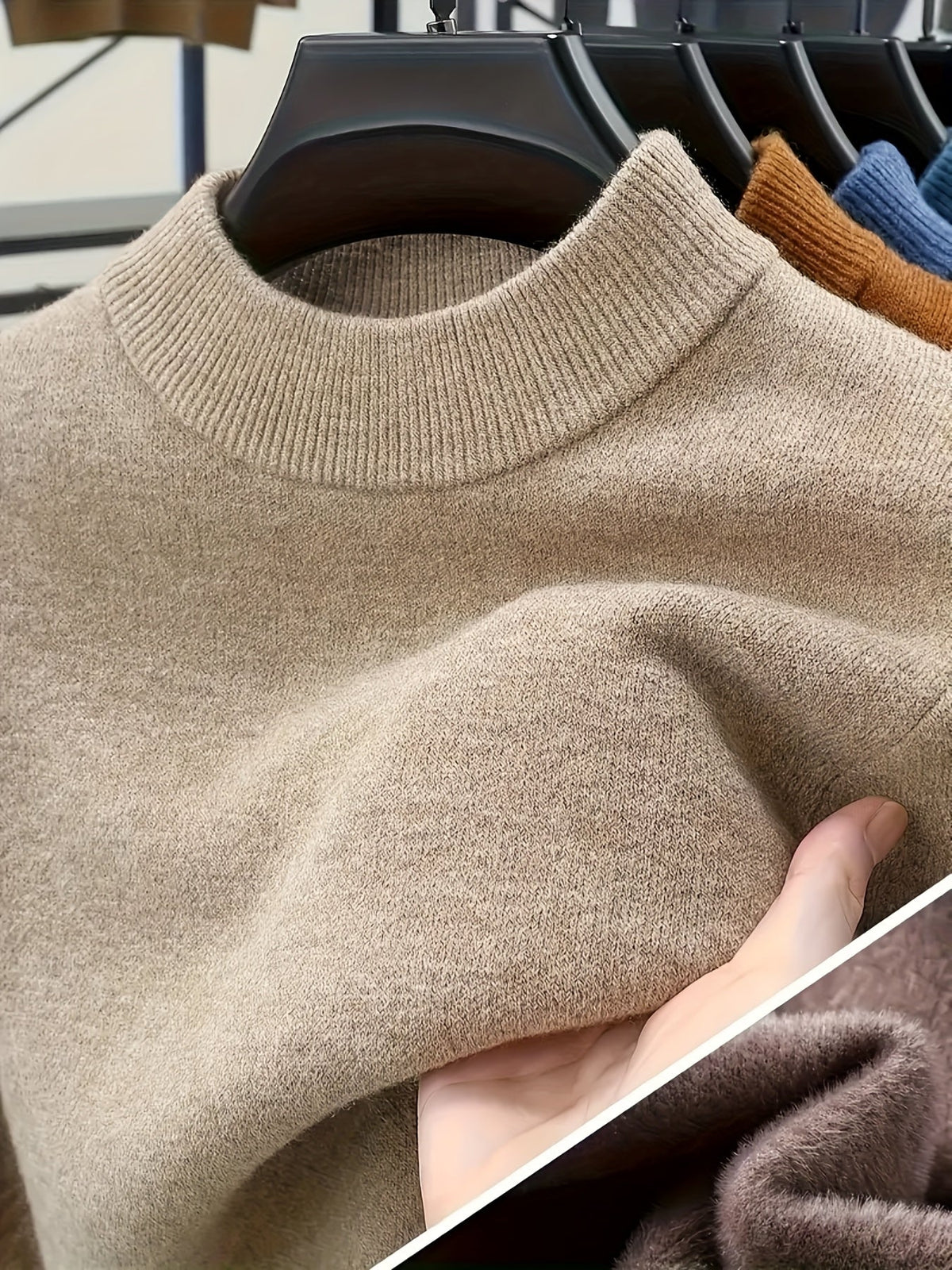 Men's Slim-Fit Ribbed Mock Neck Knit Sweater - Blue Navy