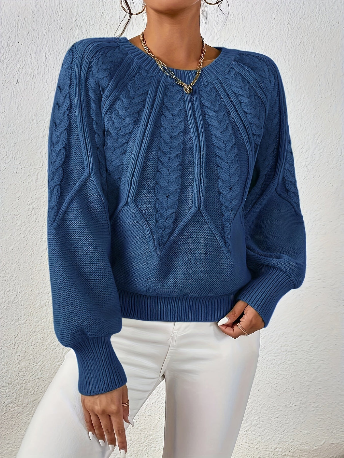 Women's Cable-Knit Lantern Sleeve Sweater