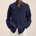 Men's Long-Sleeve Button-Up Shirt - Navy Blue