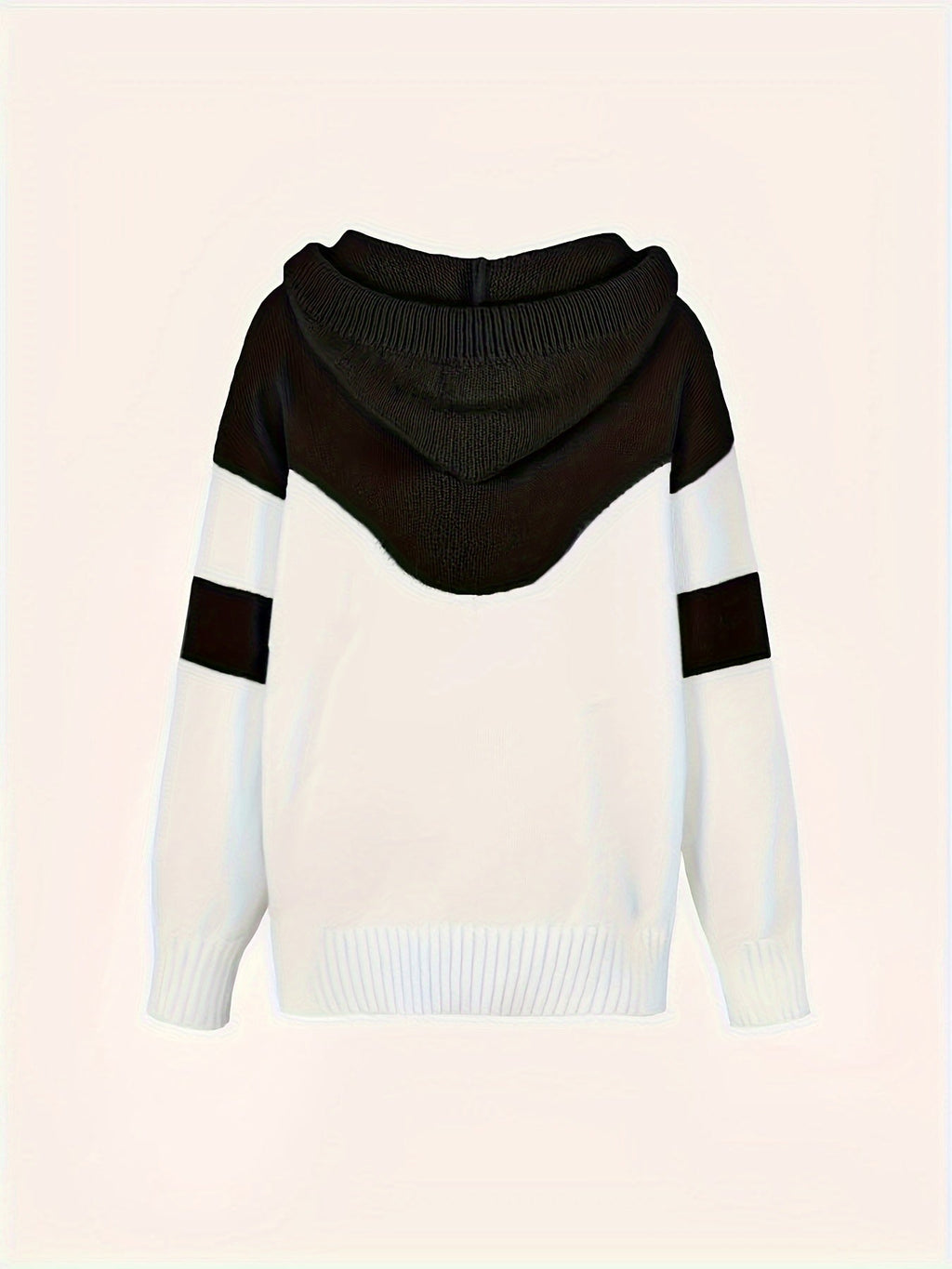 Women's Two-Tone Color-Block Drawstring Hooded Pullover
