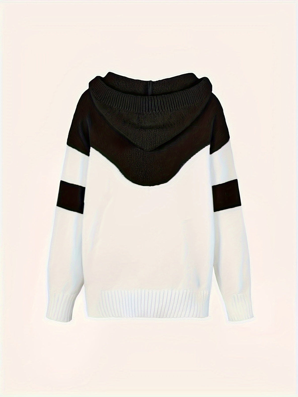 Women's Two-Tone Color-Block Drawstring Hooded Pullover