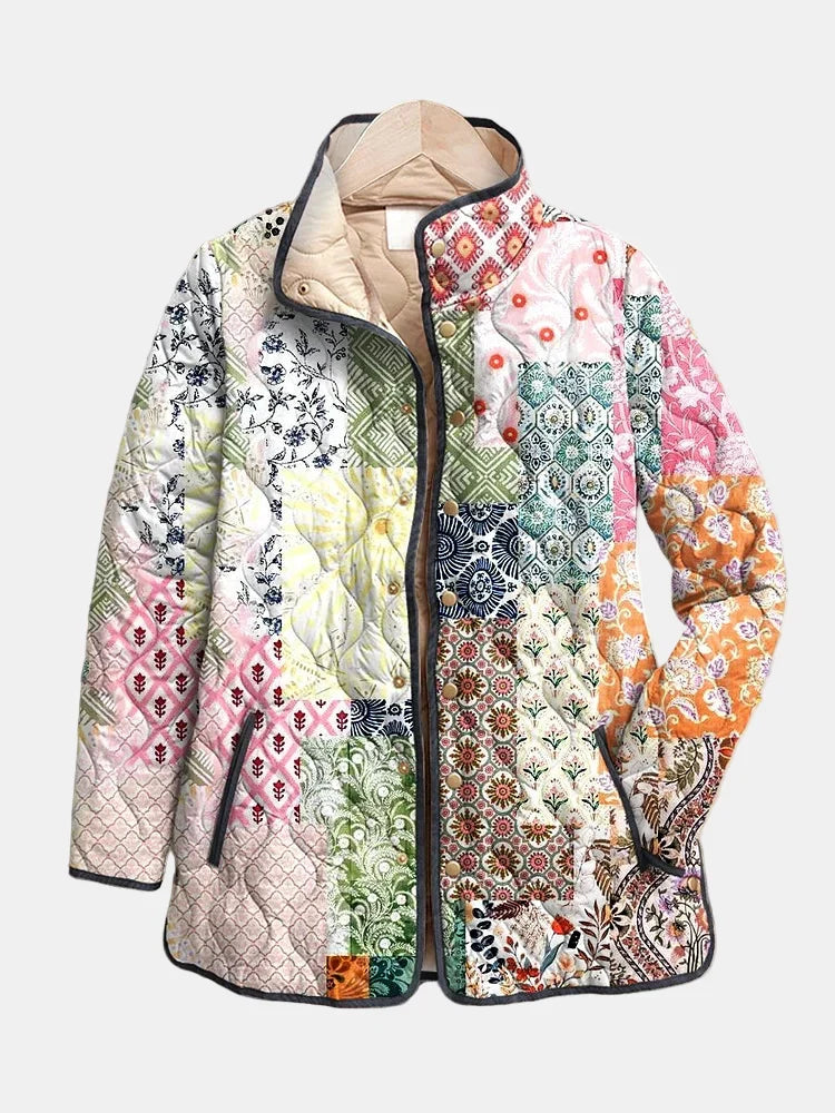 Women's Quilted Floral Print Casual Jacket