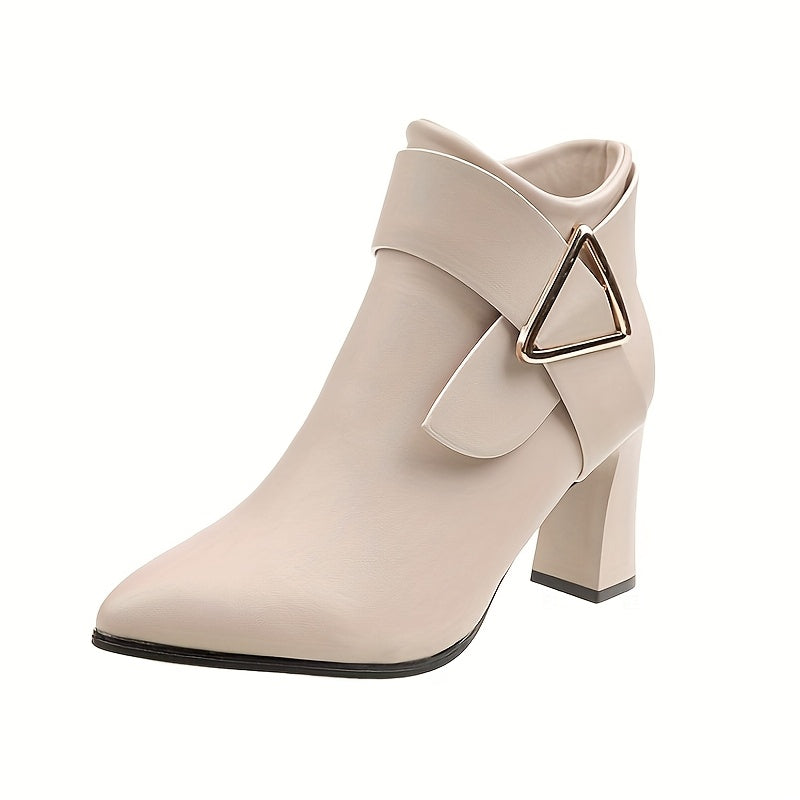 Women's Pointed-Toe Ankle Boots with Buckle Accent