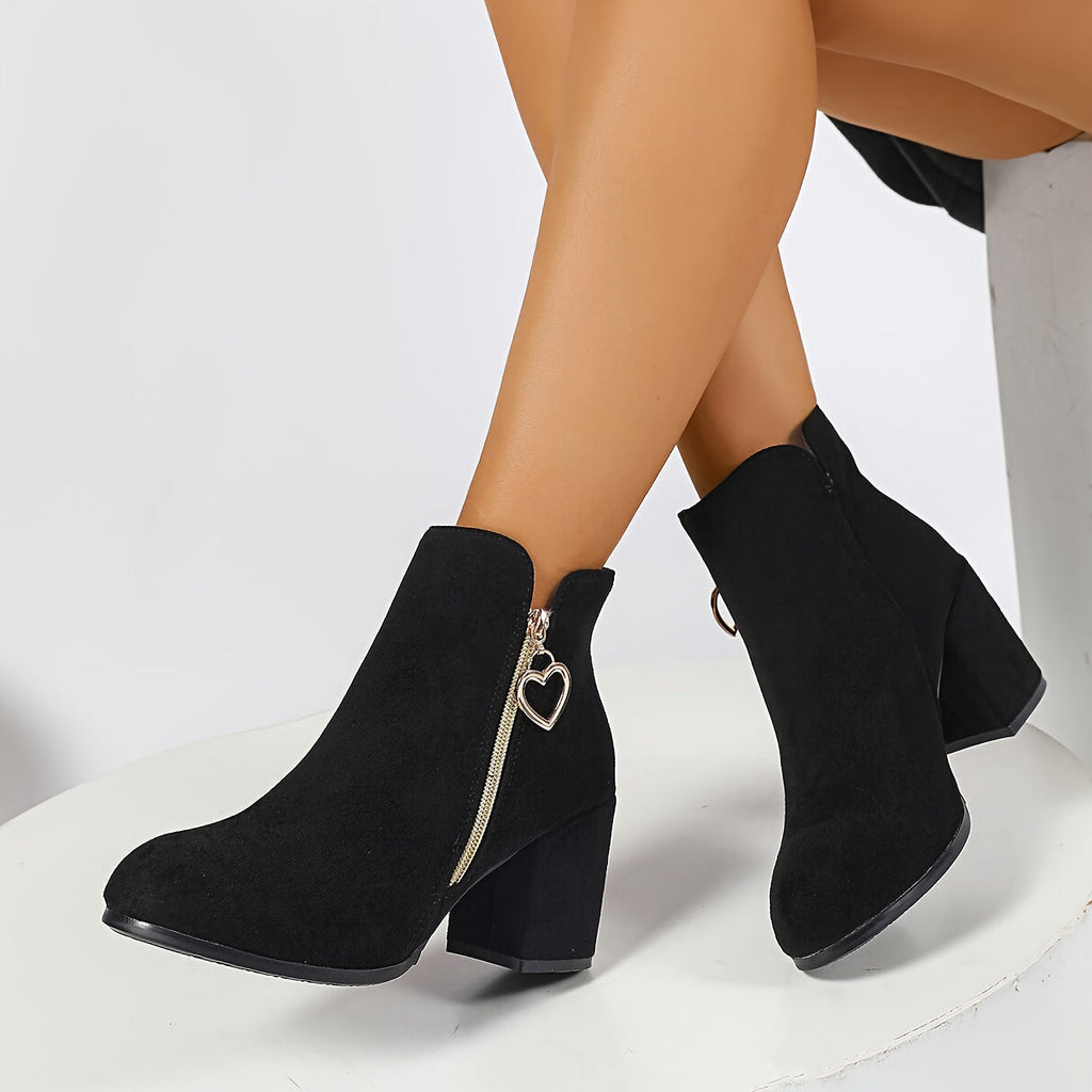 Women's Round-Toe Ankle Boots with Charm Detail