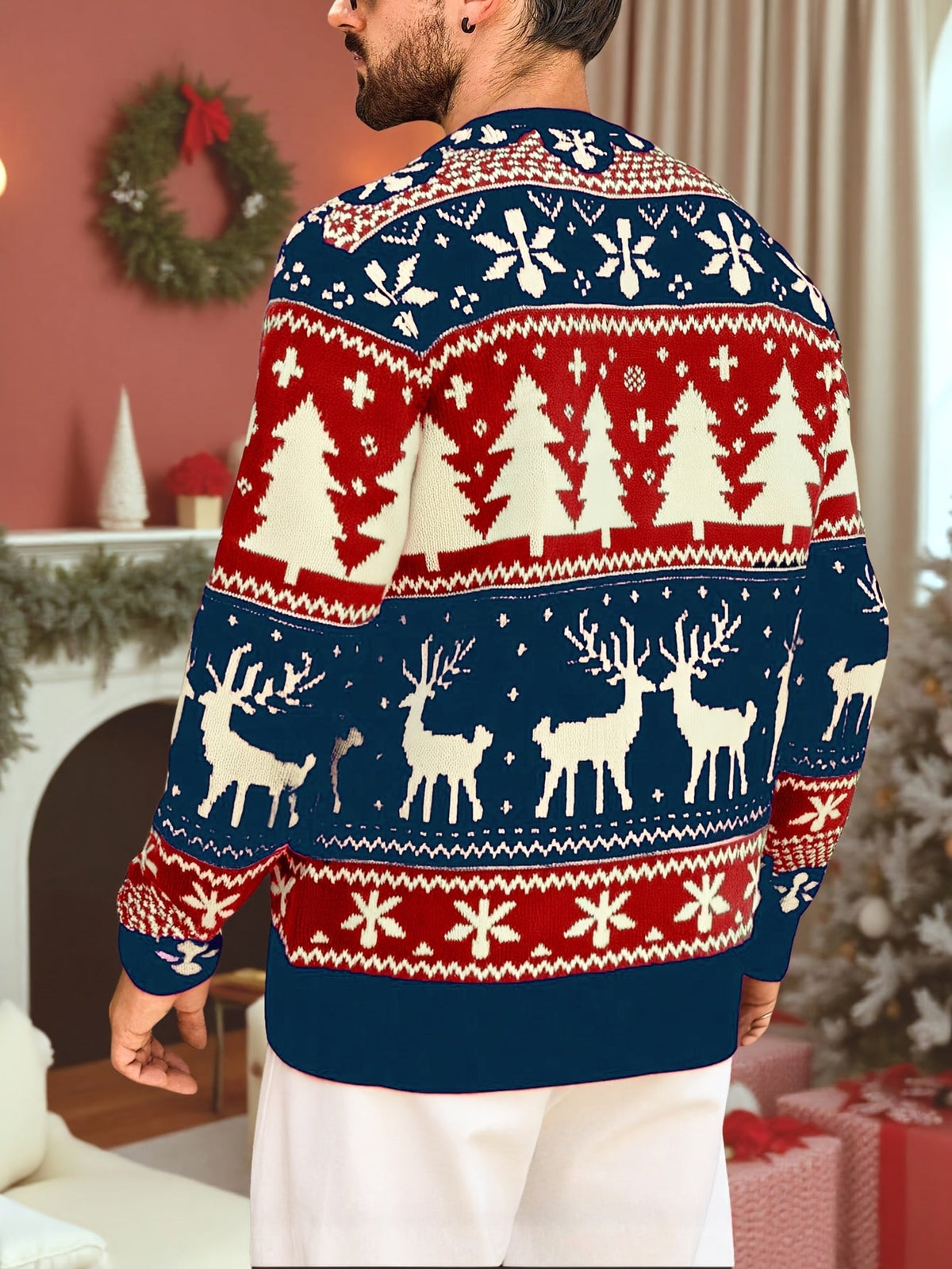 Women's Festive Knit Christmas Sweater with Winter Motifs