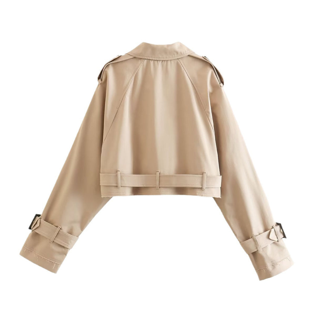 Women's Belted Cropped Trench Jacket