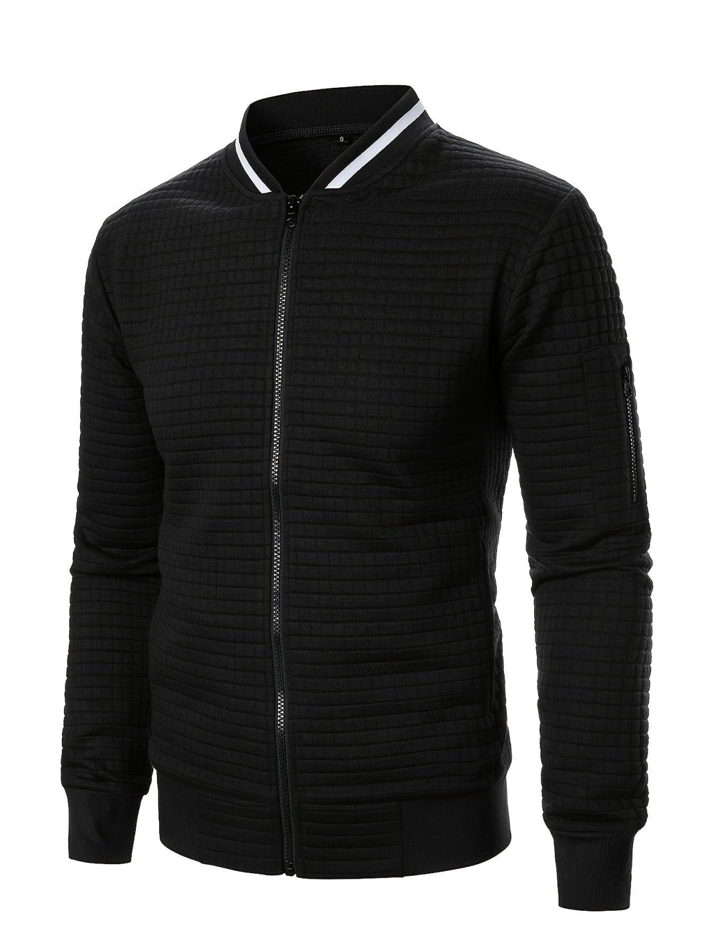Men's Textured Zip-Up Bomber Jacket