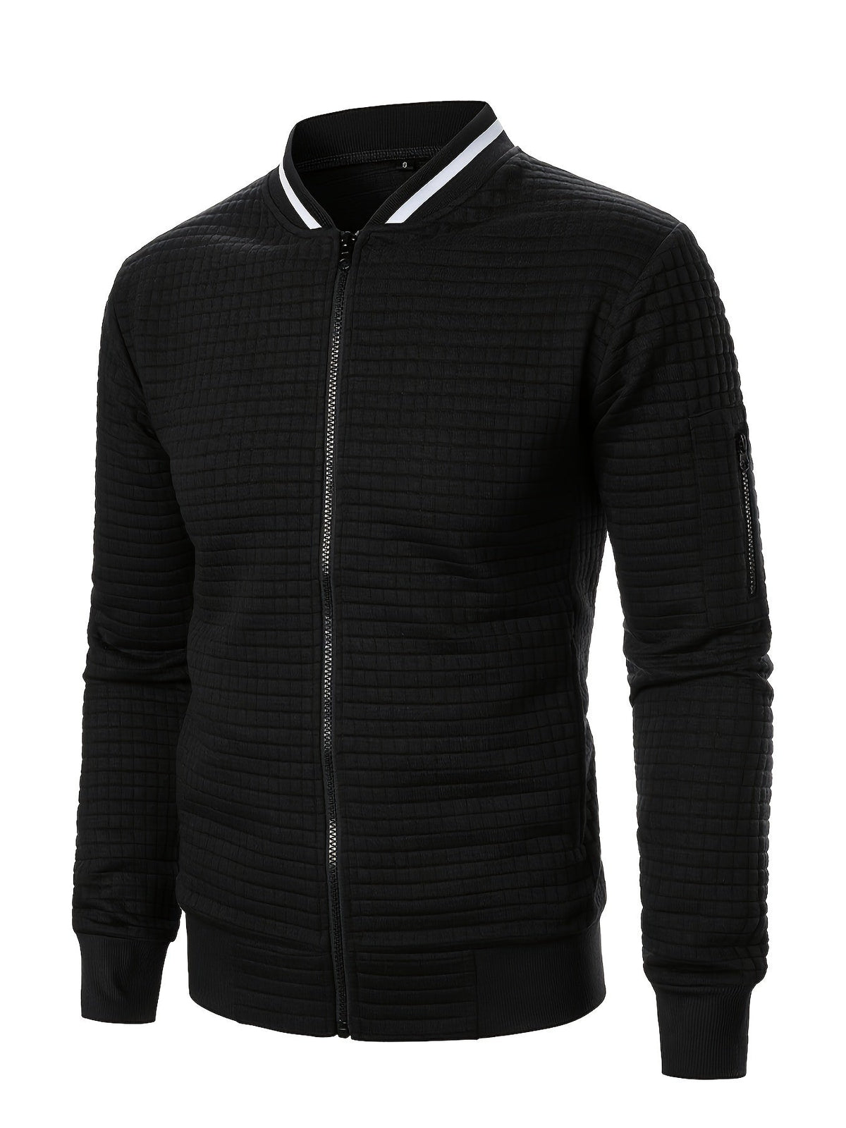 Men's Textured Zip-Up Bomber Jacket