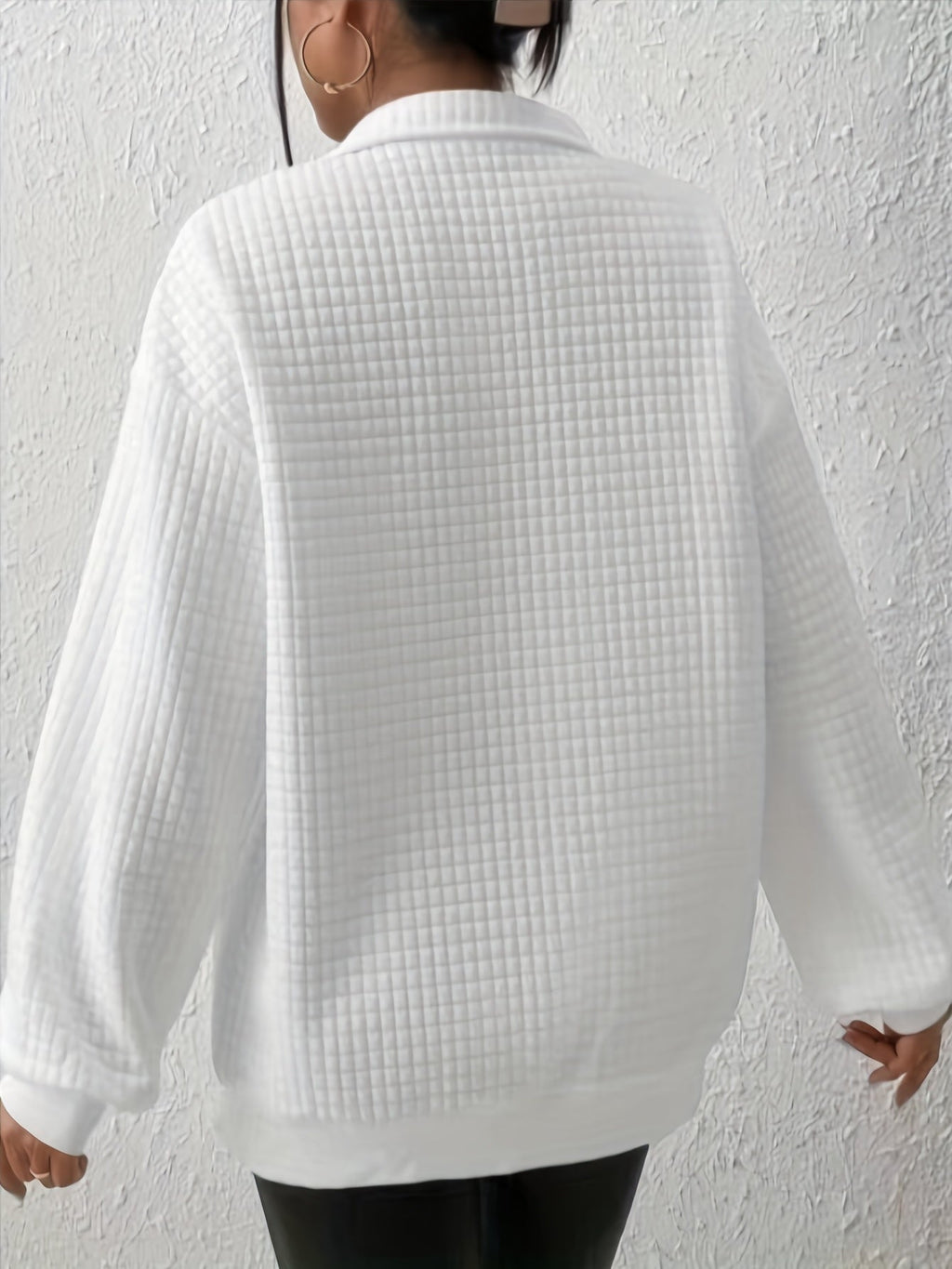 Women's Half-Zip Stand Collar Textured Knit Pullover