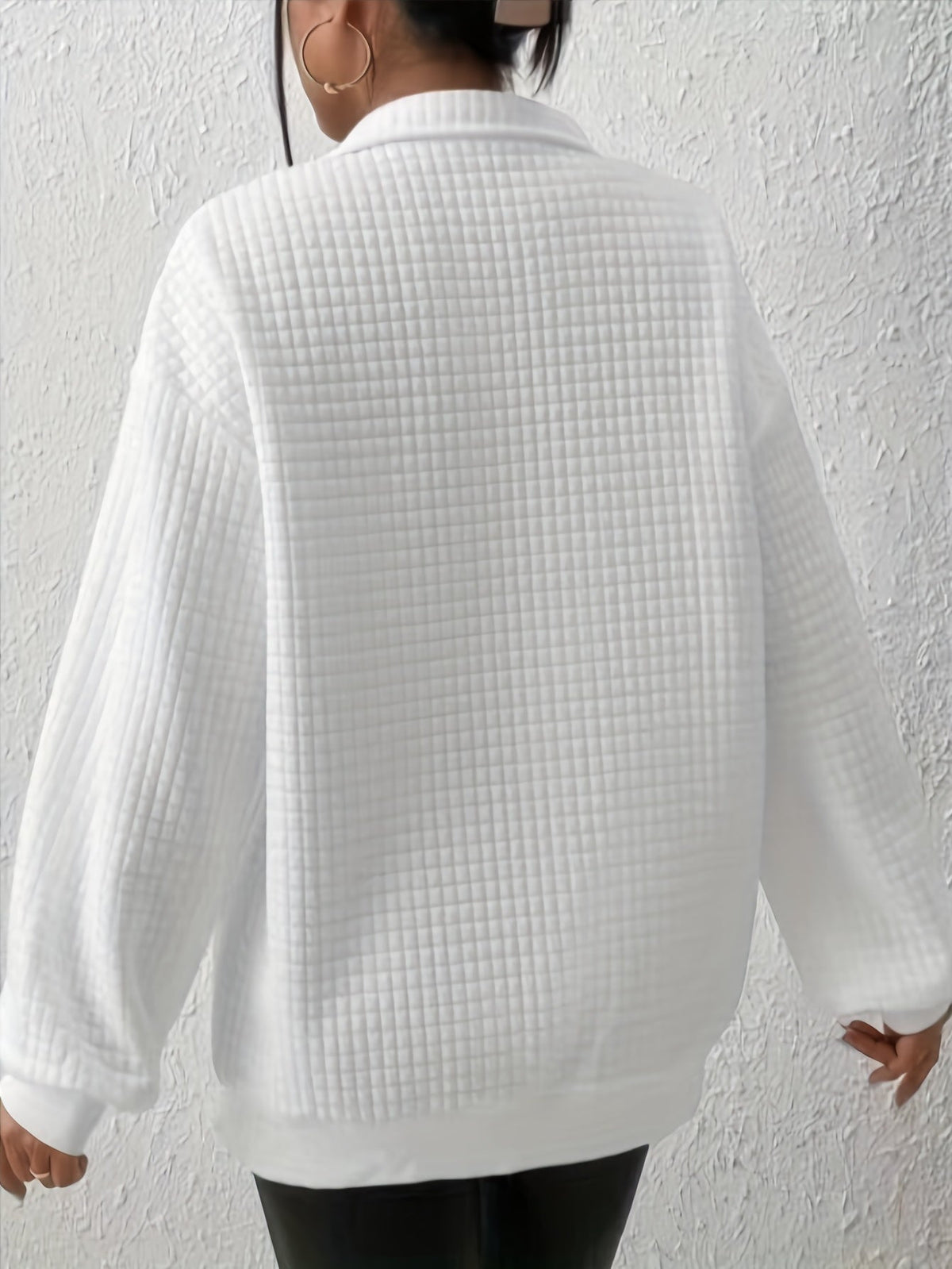 Women's Half-Zip Stand Collar Textured Knit Pullover