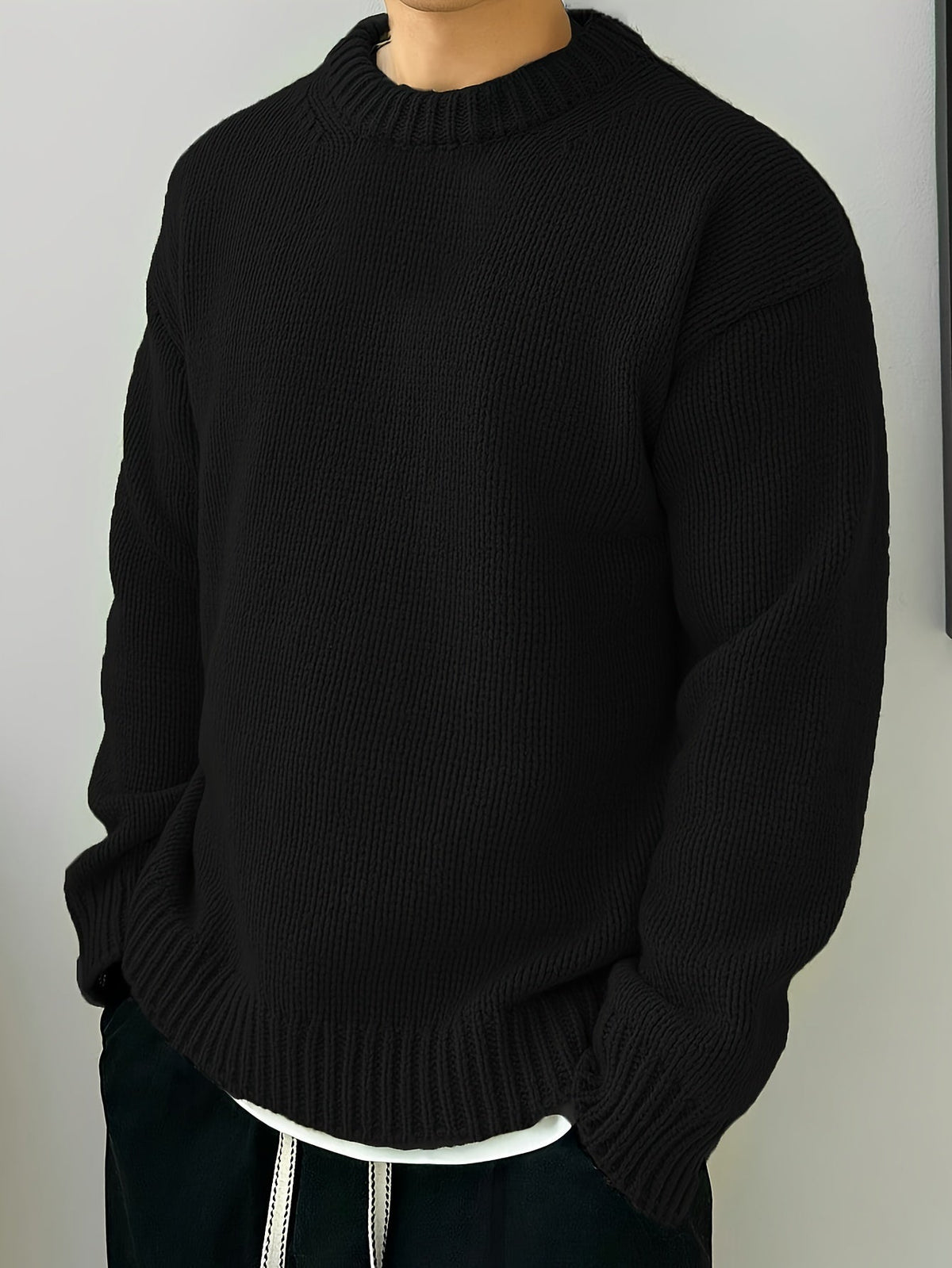 Women's Relaxed Drop-Shoulder Round Neck Sweater