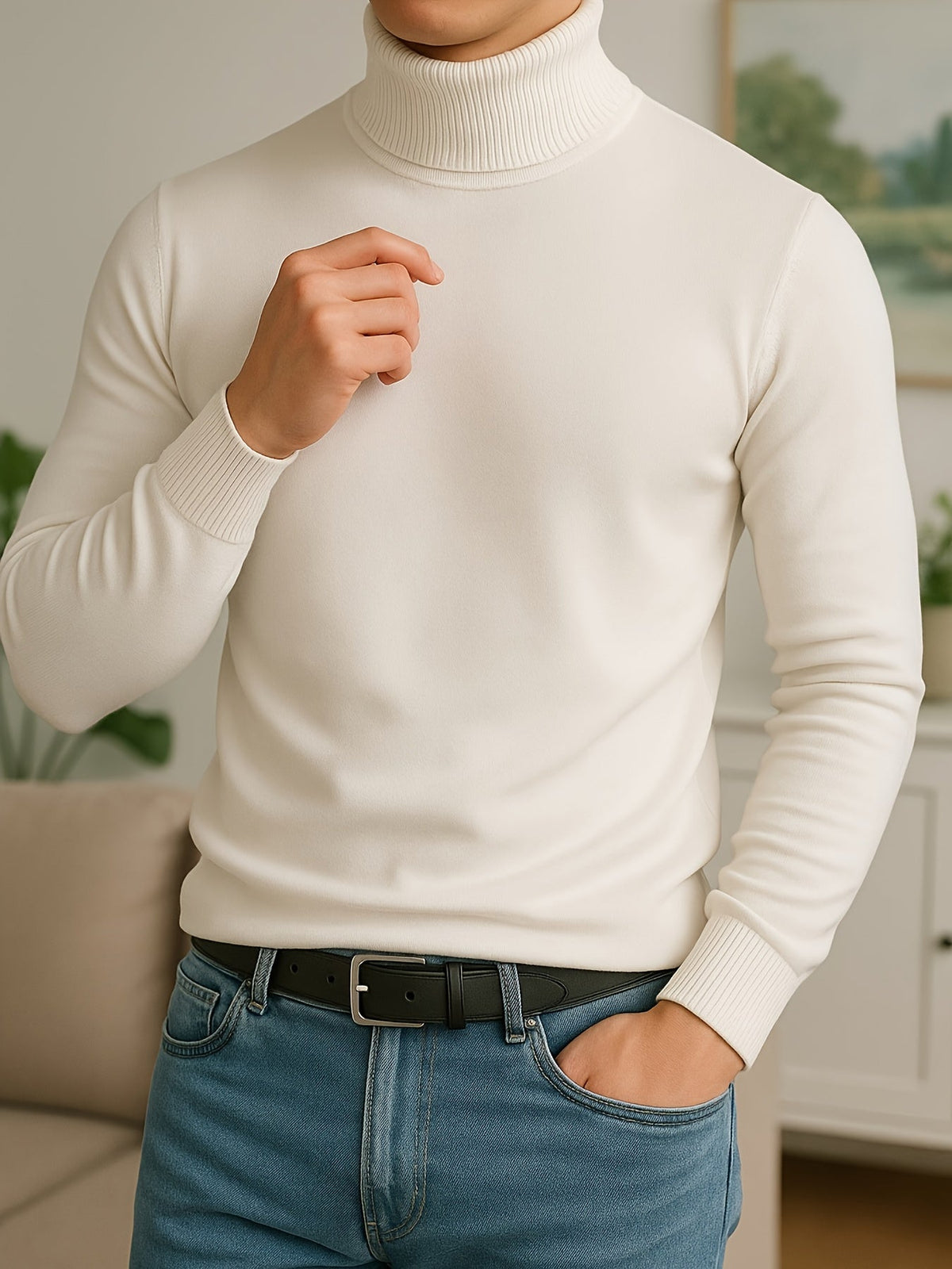 Men's Ribbed Roll-Neck Sweater