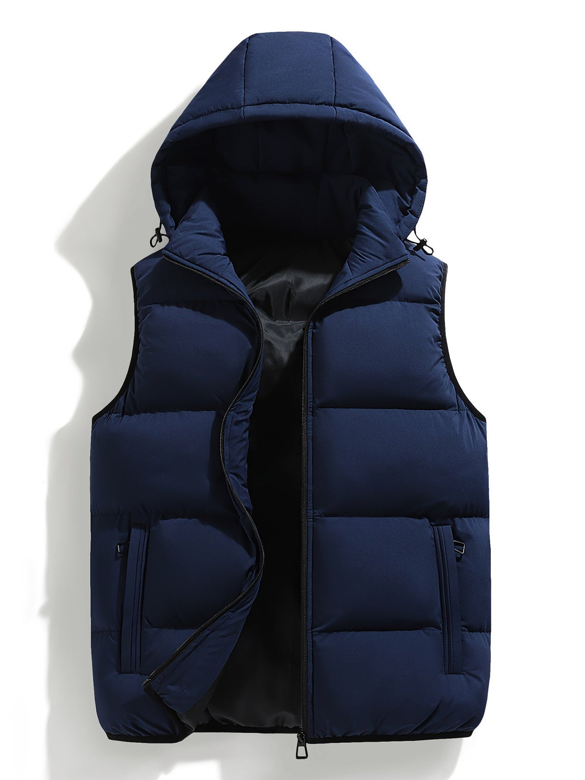 Men's Padded Hooded Vest with Zip Pockets