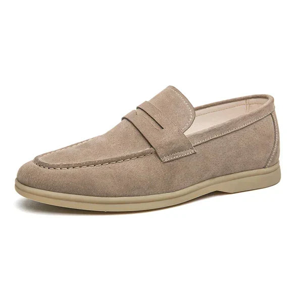 Men's Suede-Look Slip-On Penny Loafers - Khaki