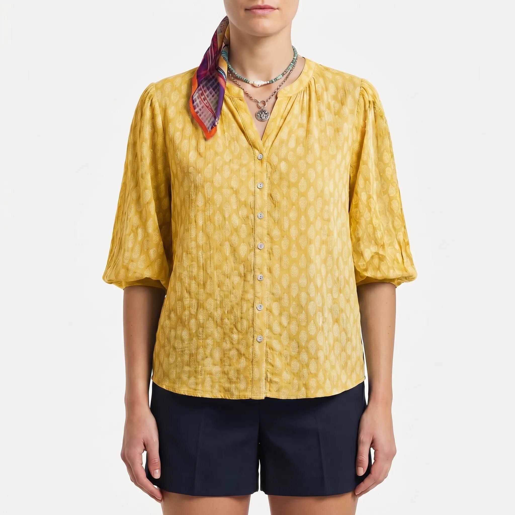 Printed Button Down Blouse