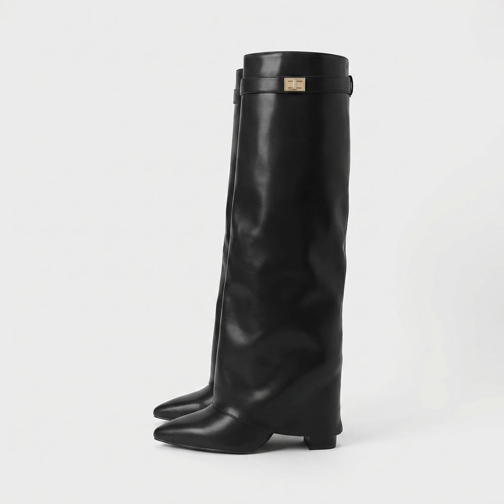 Fold Over Cuff Knee High Boots