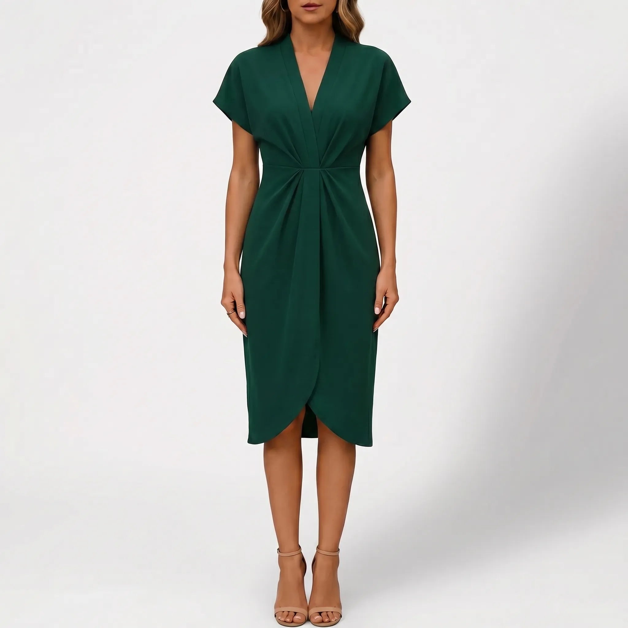 Women's Wrap Midi Dress - V Neck for Summer Cocktail