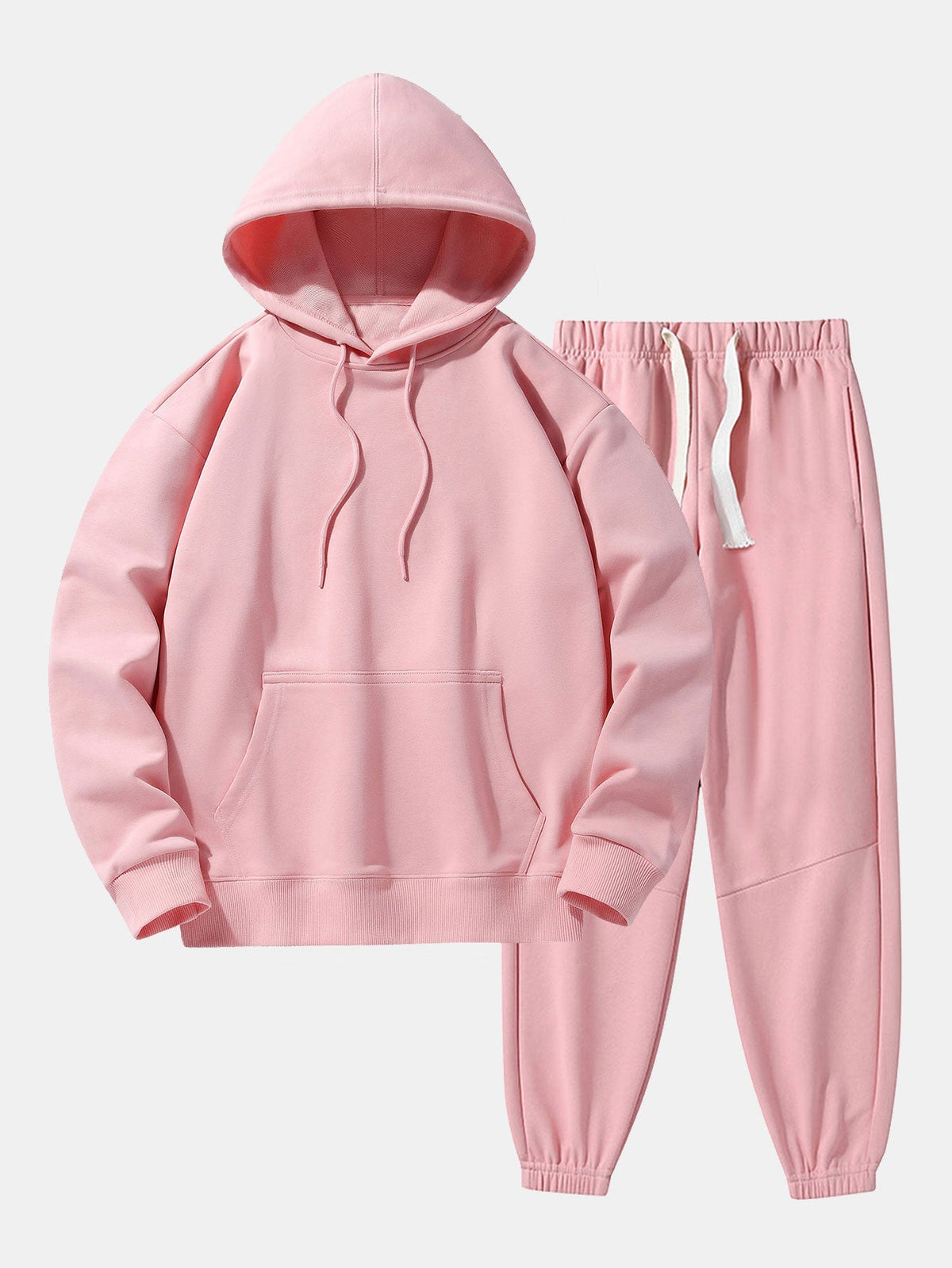 Men's Heavyweight Drop-Shoulder Hoodie and Jogger Set - Pink