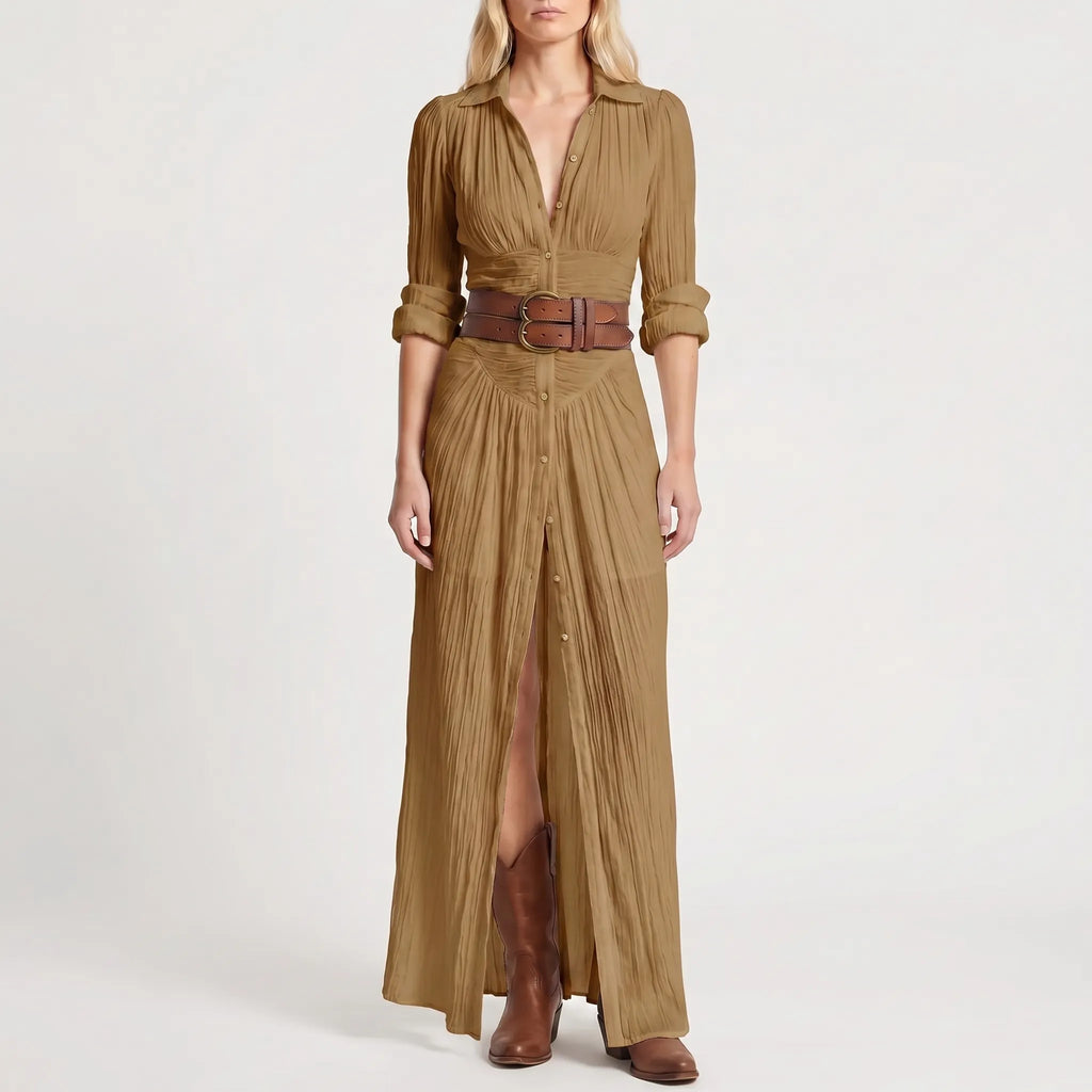 Women's Maxi Shirt Dress - Button Down Boho for Summer
