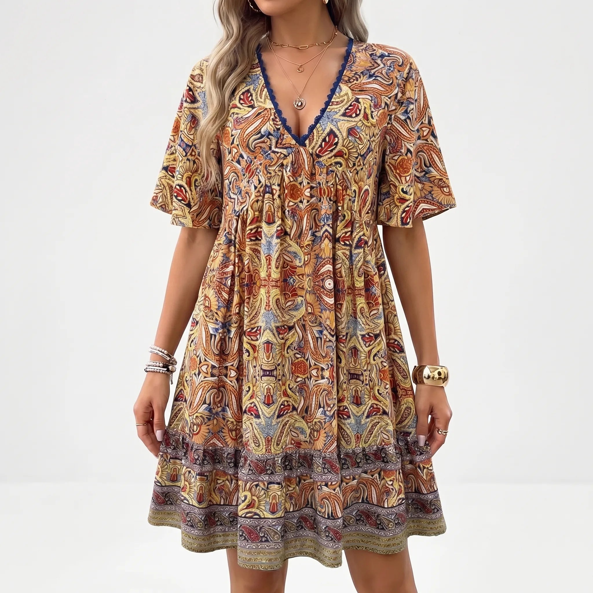 Boho Paisley Mini Dress