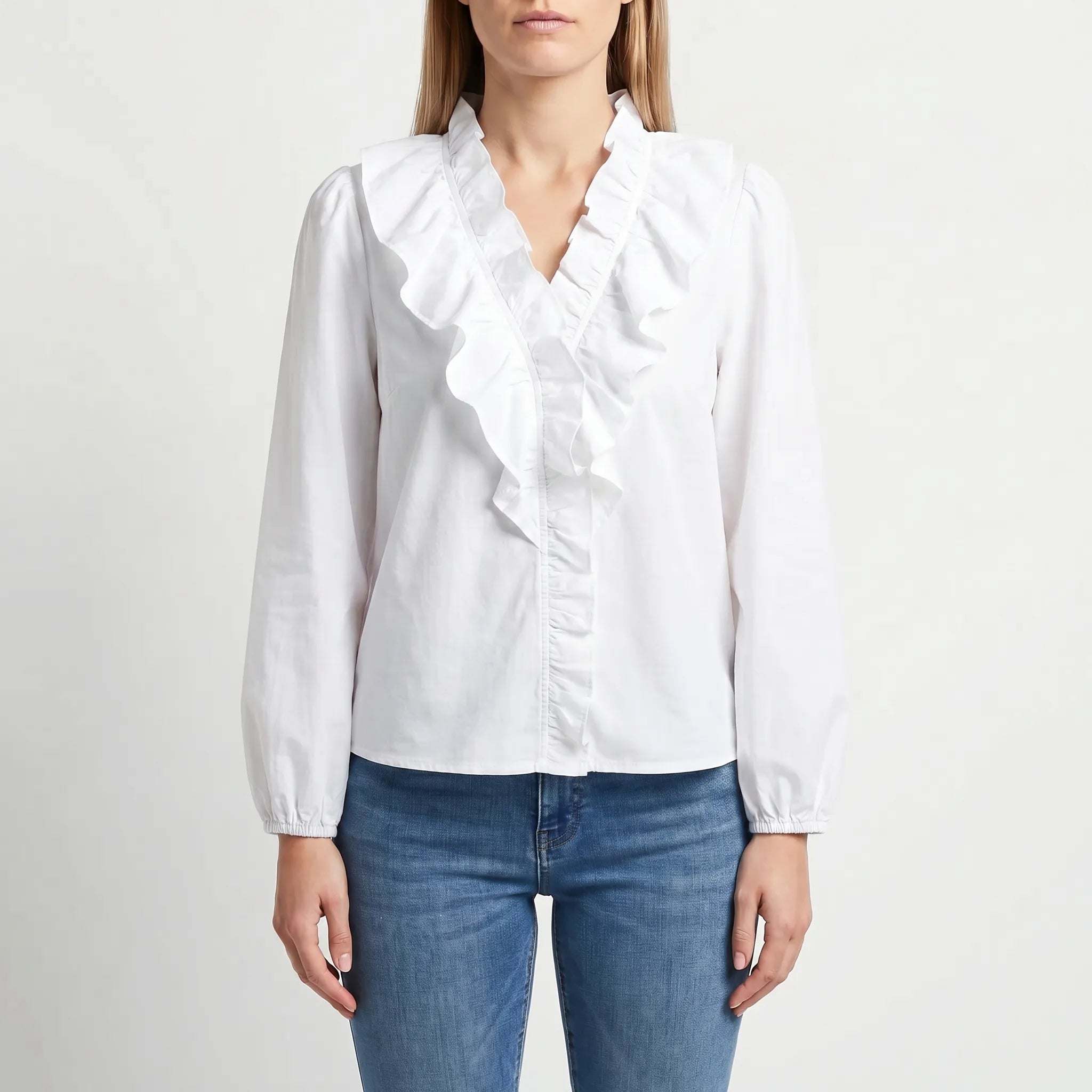 Ruffle V Neck Blouse