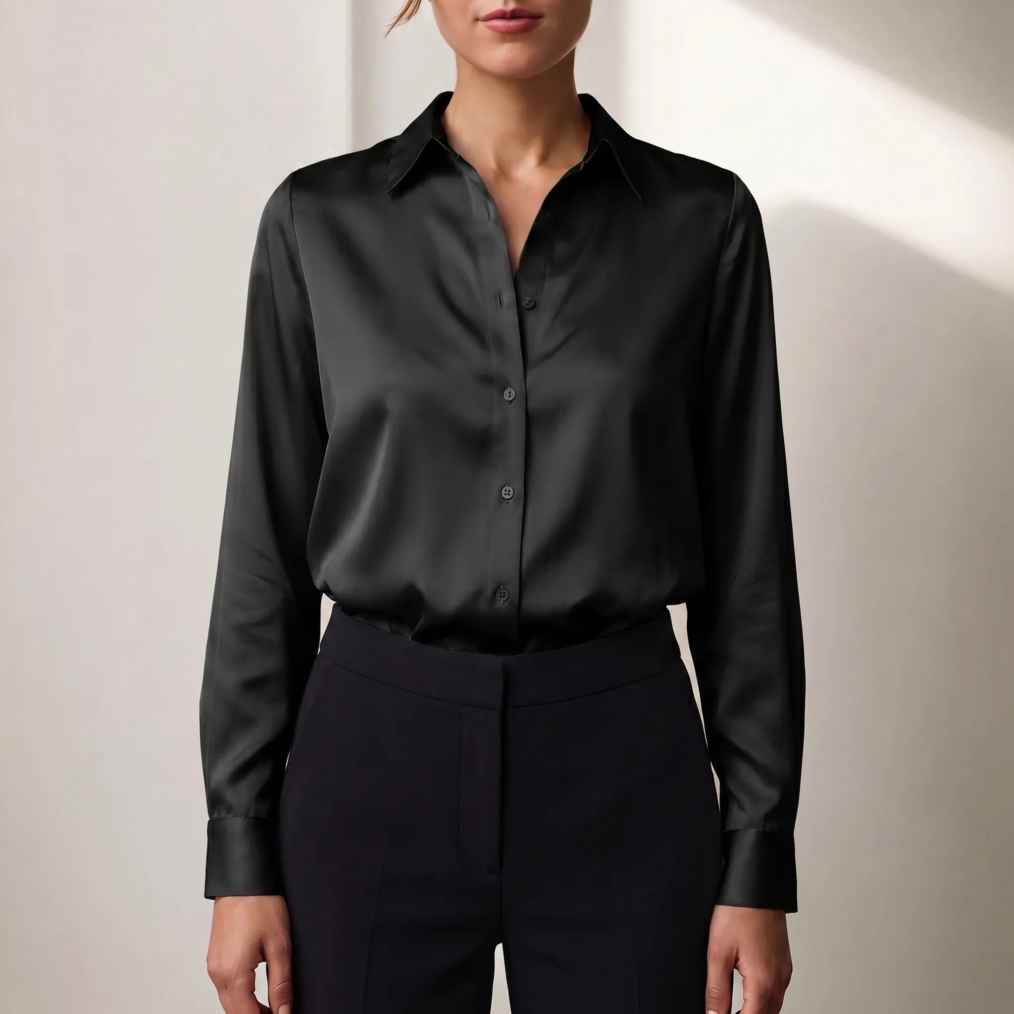 Satin Button Down Blouse