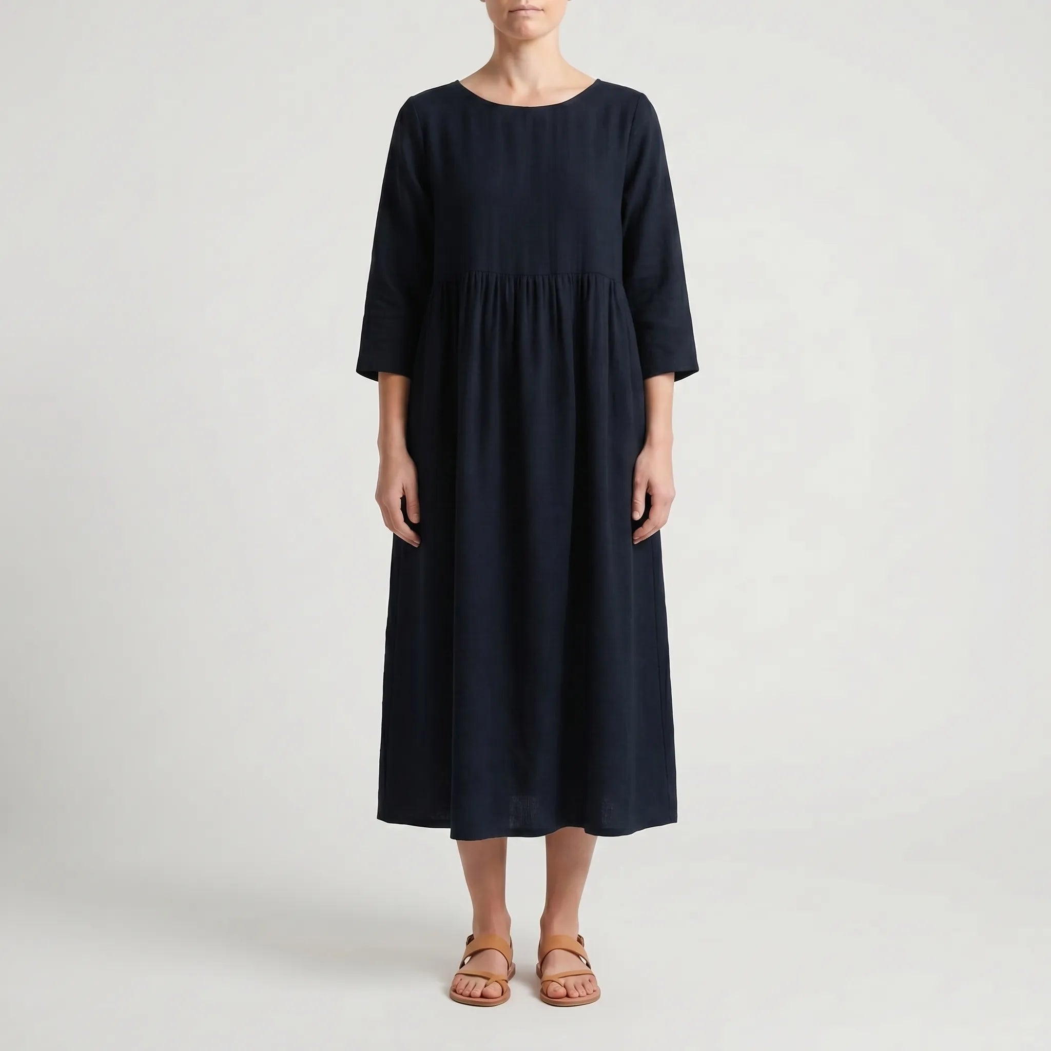 Women's Loose Fit Midi Dress - Swing Dress with Pockets