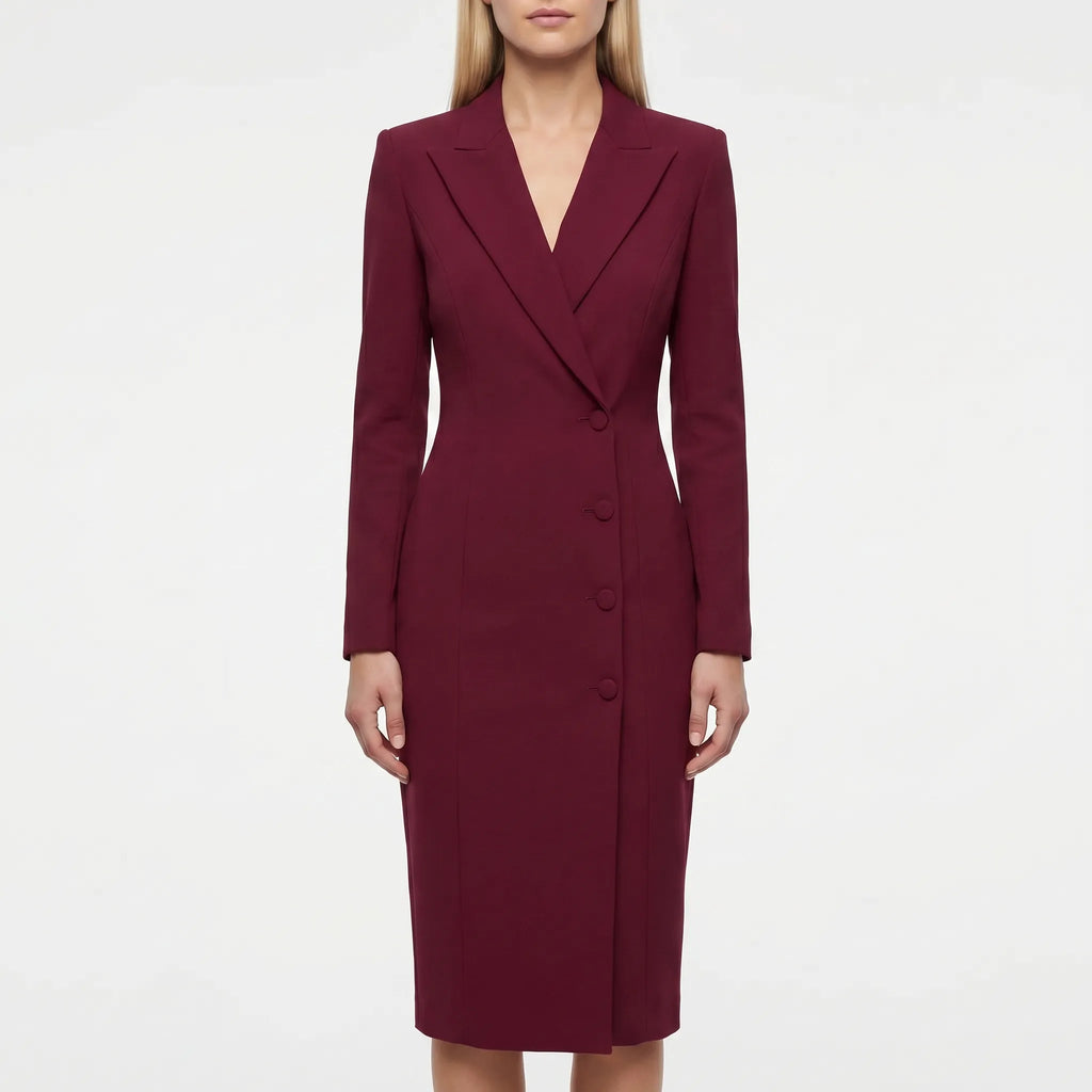Women's Long Sleeve Blazer Dress - Bodycon Midi for Work