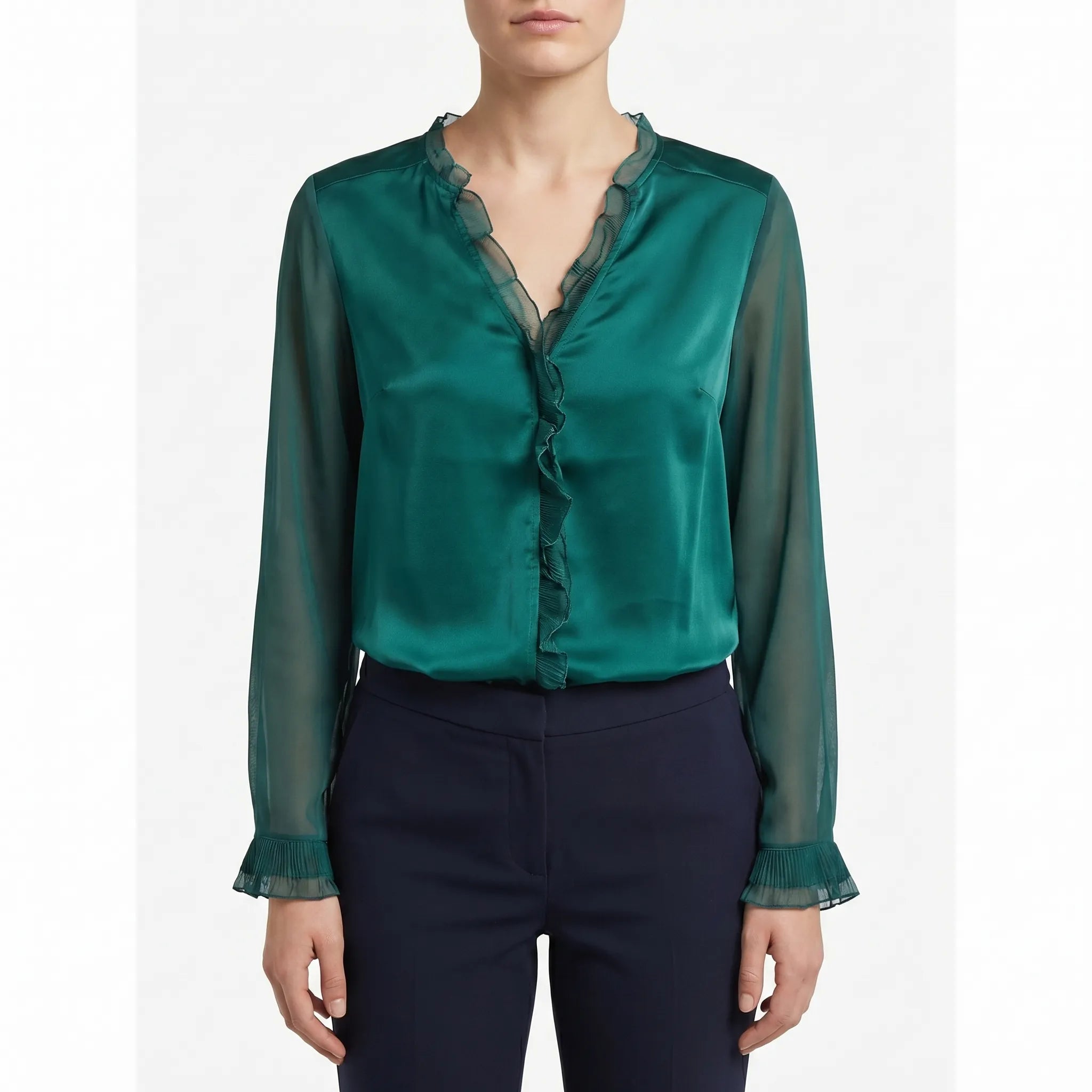 Satin Ruffle Blouse