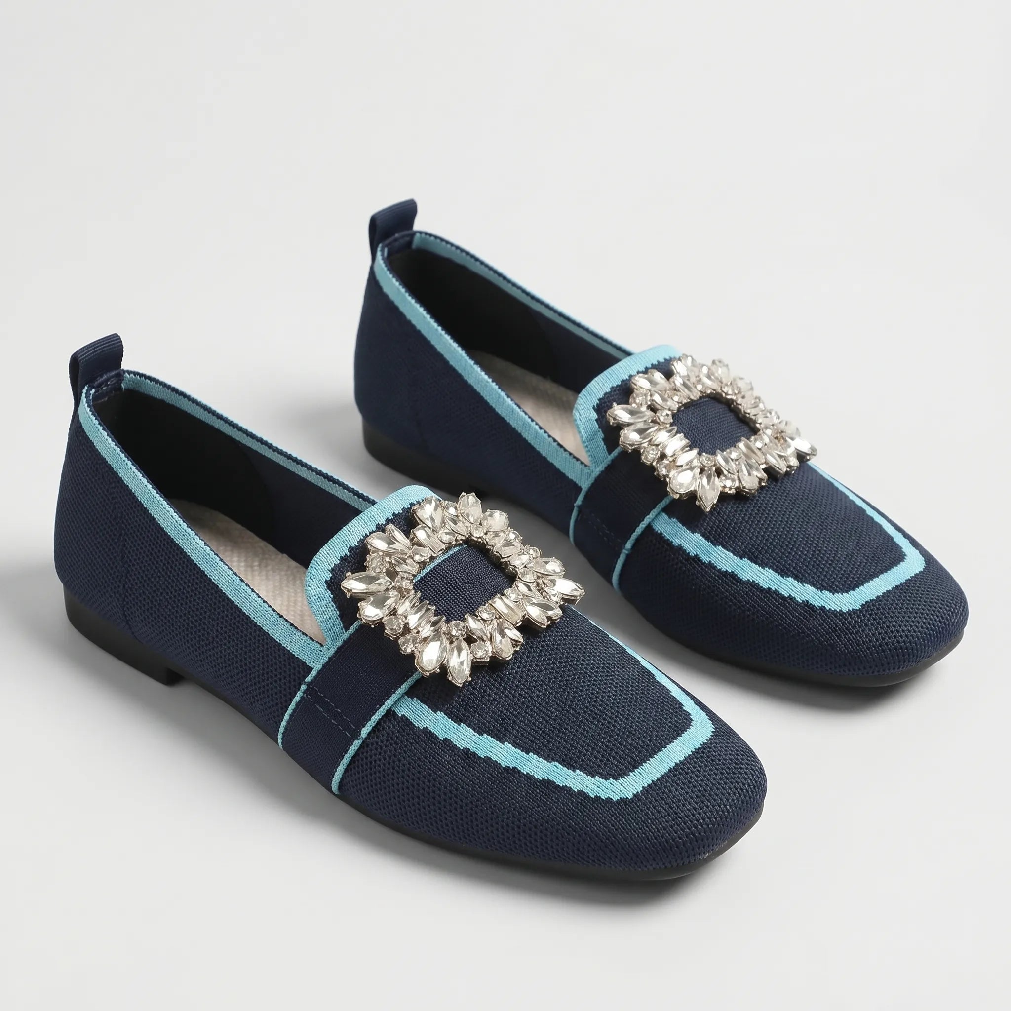 Square Toe Buckle Loafers