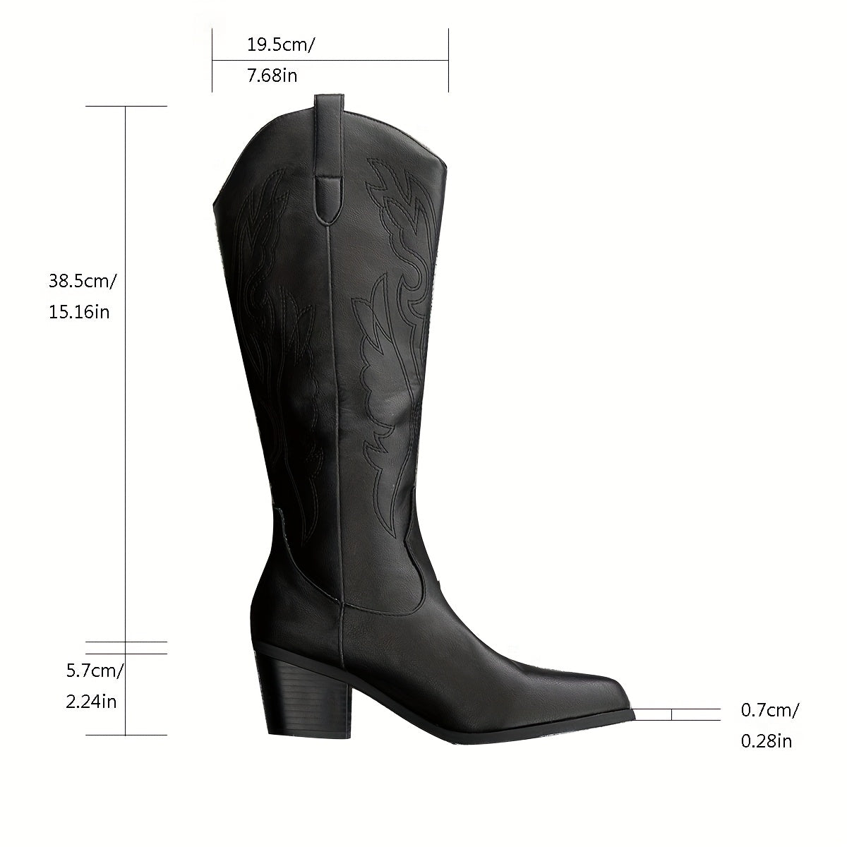 Women's Black Wide Calf Western Cowboy Boots